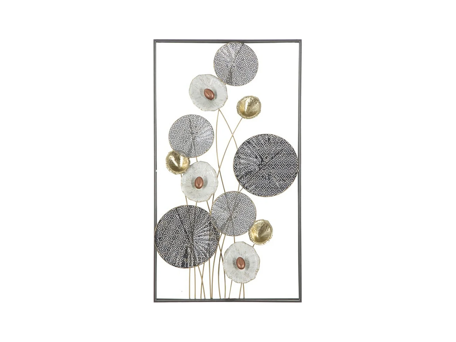 Décoration 3D en Métal Fleurs 14, Multicouleur, 50x6x90,5 cm, Epikasa