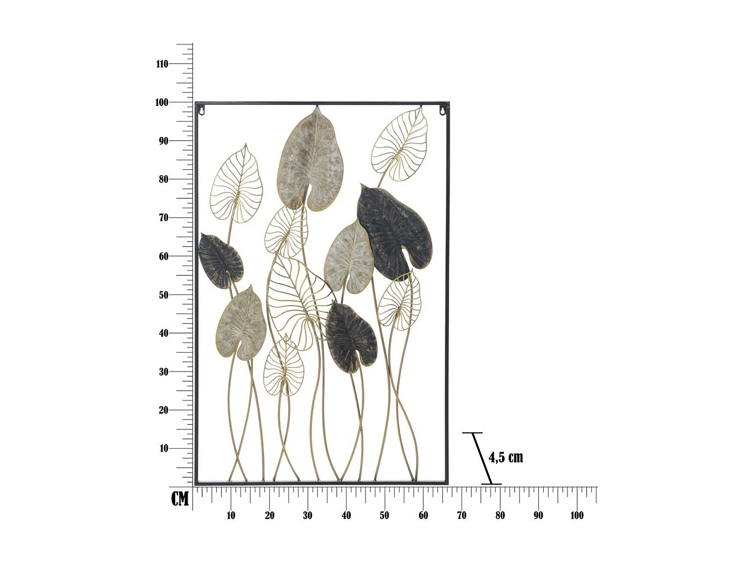 Metalowa Dekoracja 3D Liść 12, Wielokolorowy, 66x4,5x100 cm, Epikasa