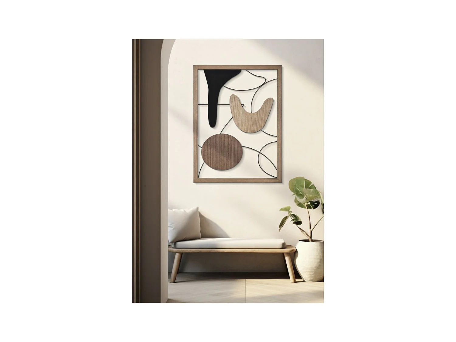 Dekoracja z Metalu i Drewna Geometryczny 9, Wielokolorowy, 60x2x80 cm, Epikasa