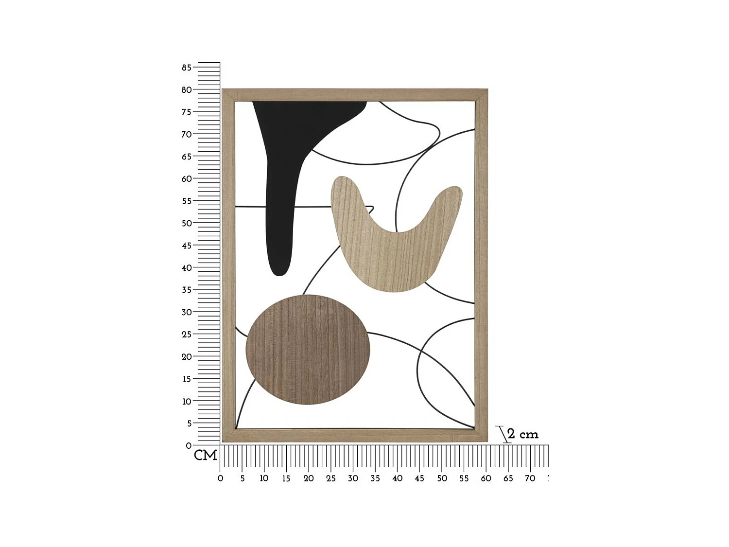 Dekoracja z Metalu i Drewna Geometryczny 9, Wielokolorowy, 60x2x80 cm, Epikasa