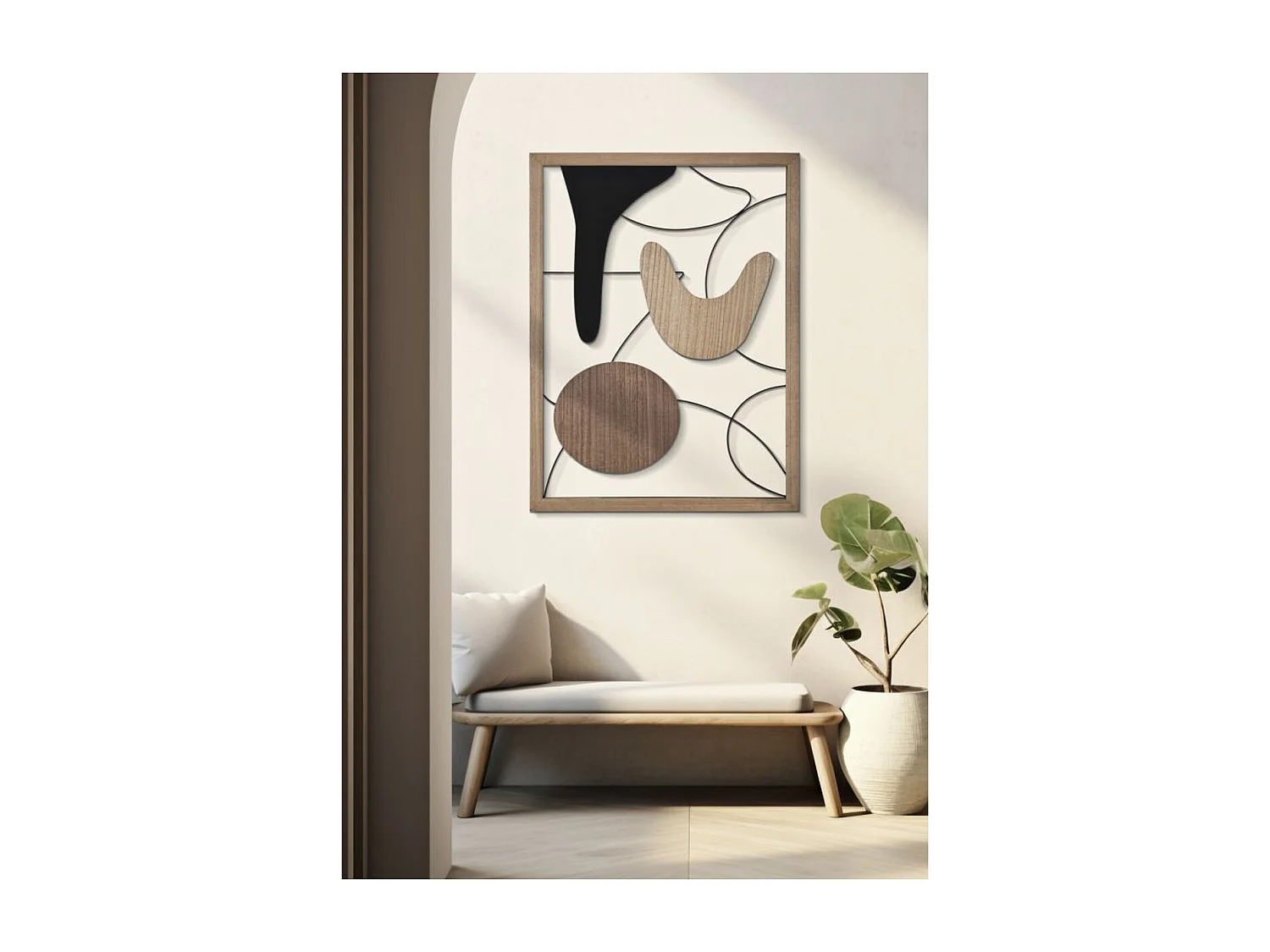 Dekoracja z Metalu i Drewna Geometryczny 9, Wielokolorowy, 60x2x80 cm, Seven Design