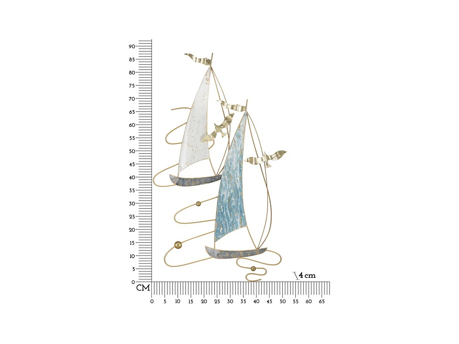 Décoration 3D en Métal Bateaux 6, Multicouleur, 51,4x4x87 cm, Seven Design
