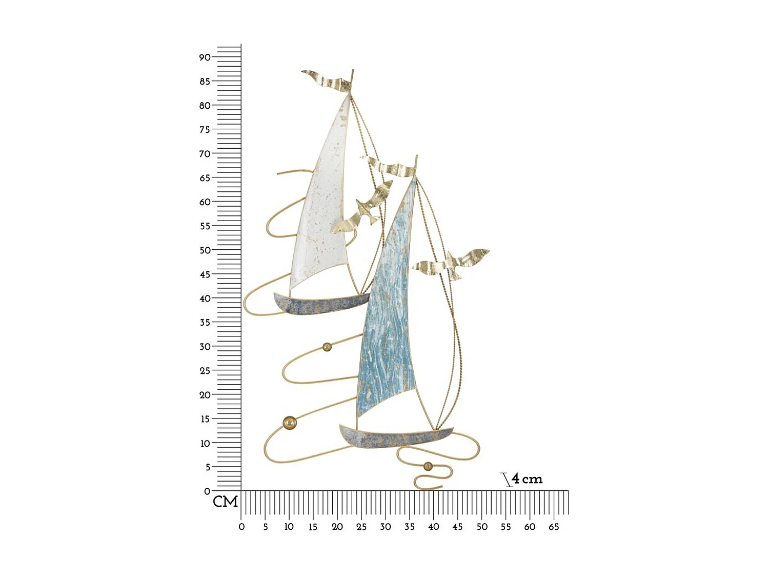 Metalowa Dekoracja 3D Łodzie 6, Wielokolorowy, 51,4x4x87 cm, Seven Design