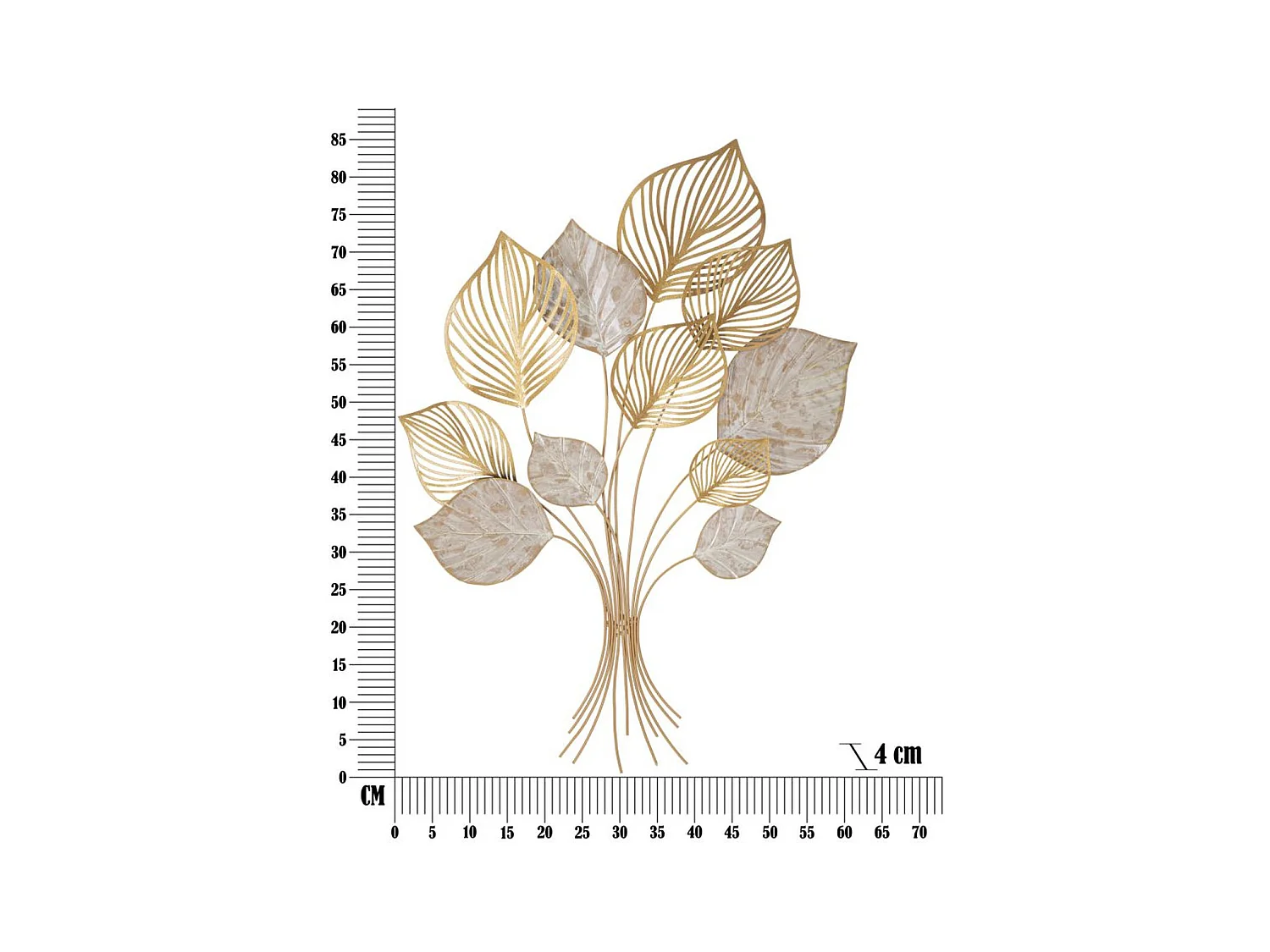Metalowa Dekoracja 3D Liść 38, Wielokolorowy, 63x4x85 cm, Epikasa