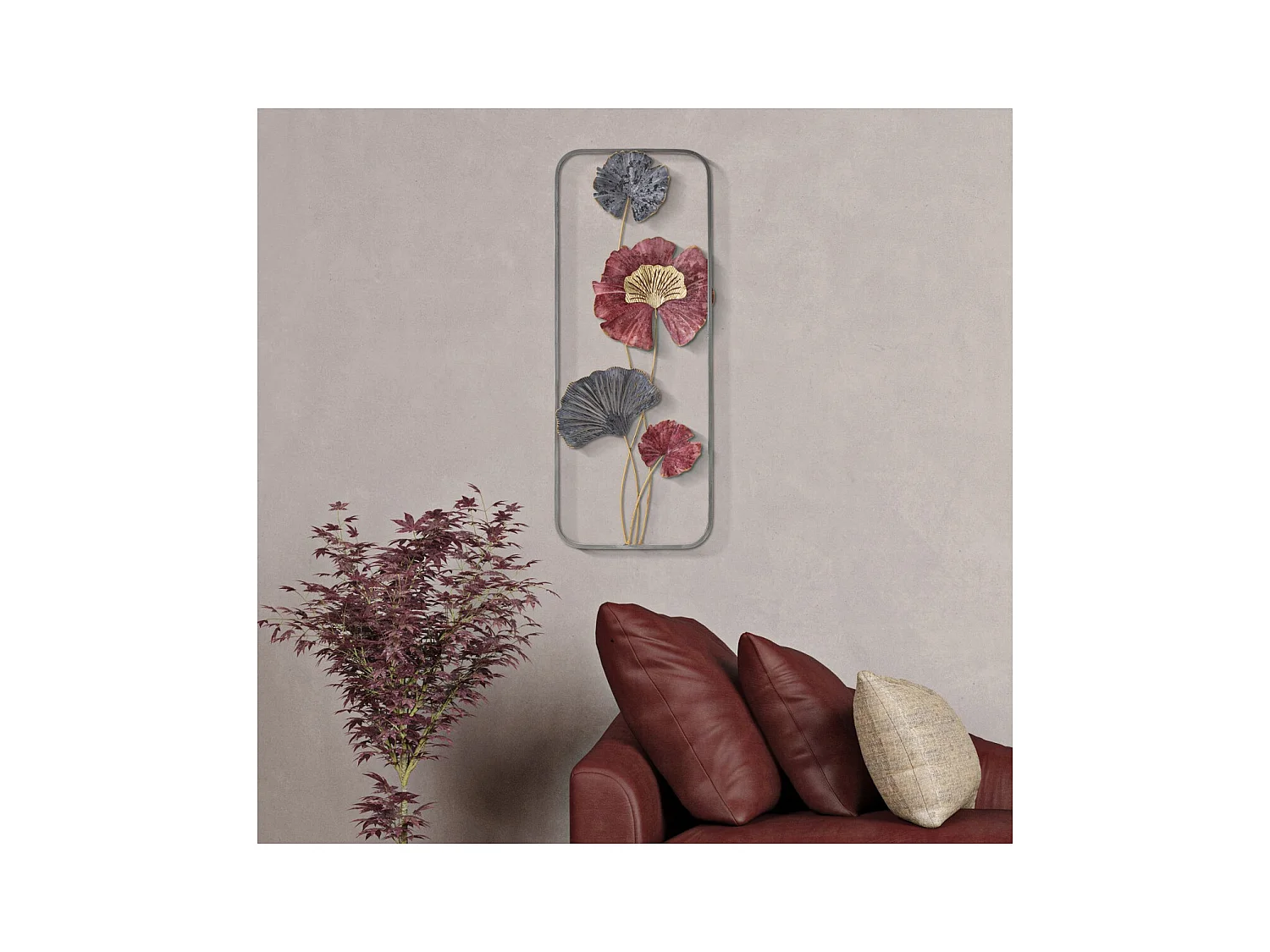 Décoration 3D en Métal Fleurs 41, Multicouleur, 28,6x4,4x74,3 cm, Seven Design