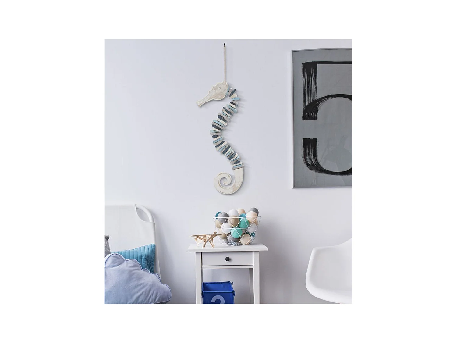 Dekoracja z Metalu i Drewna Konik morski, Wielokolorowy, 22x6x55 cm, Epikasa