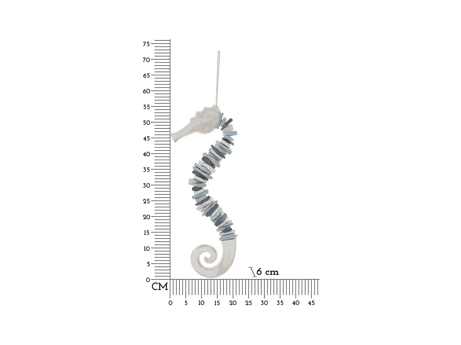 Dekoracja z Metalu i Drewna Konik morski, Wielokolorowy, 22x6x55 cm, Epikasa
