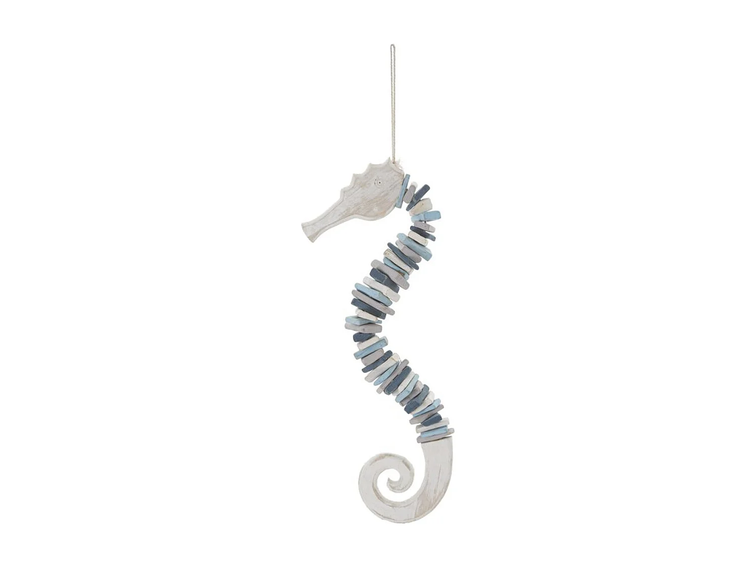 Décoration en Métal et Bois Hippocampe, Multicouleur, 22x6x55 cm, Seven Design