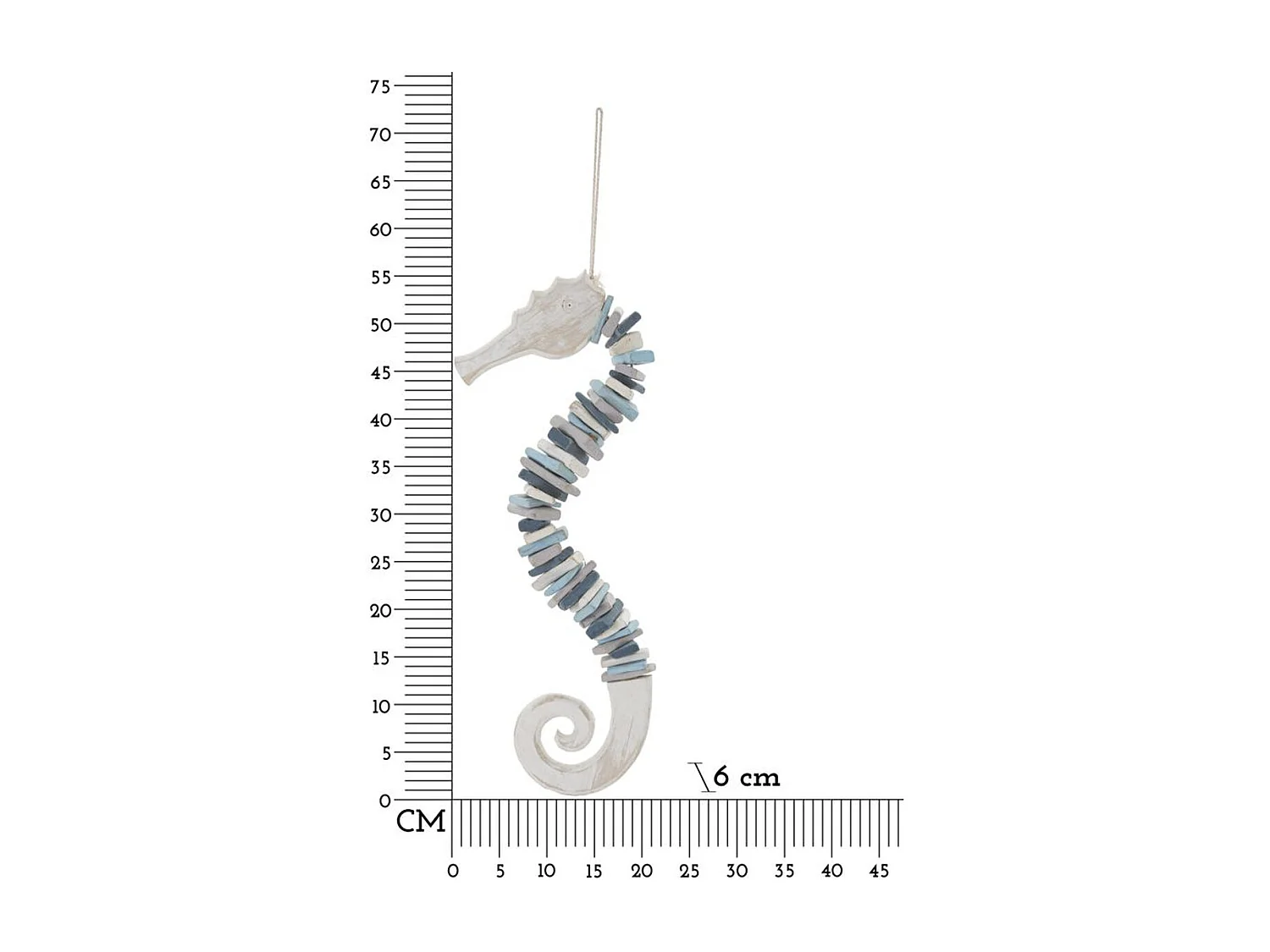 Décoration en Métal et Bois Hippocampe, Multicouleur, 22x6x55 cm, Seven Design