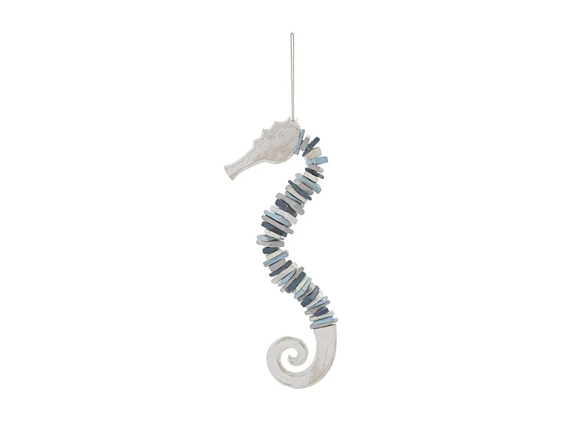 Dekoracja z Metalu i Drewna Konik morski, Wielokolorowy, 22x6x55 cm, Seven Design