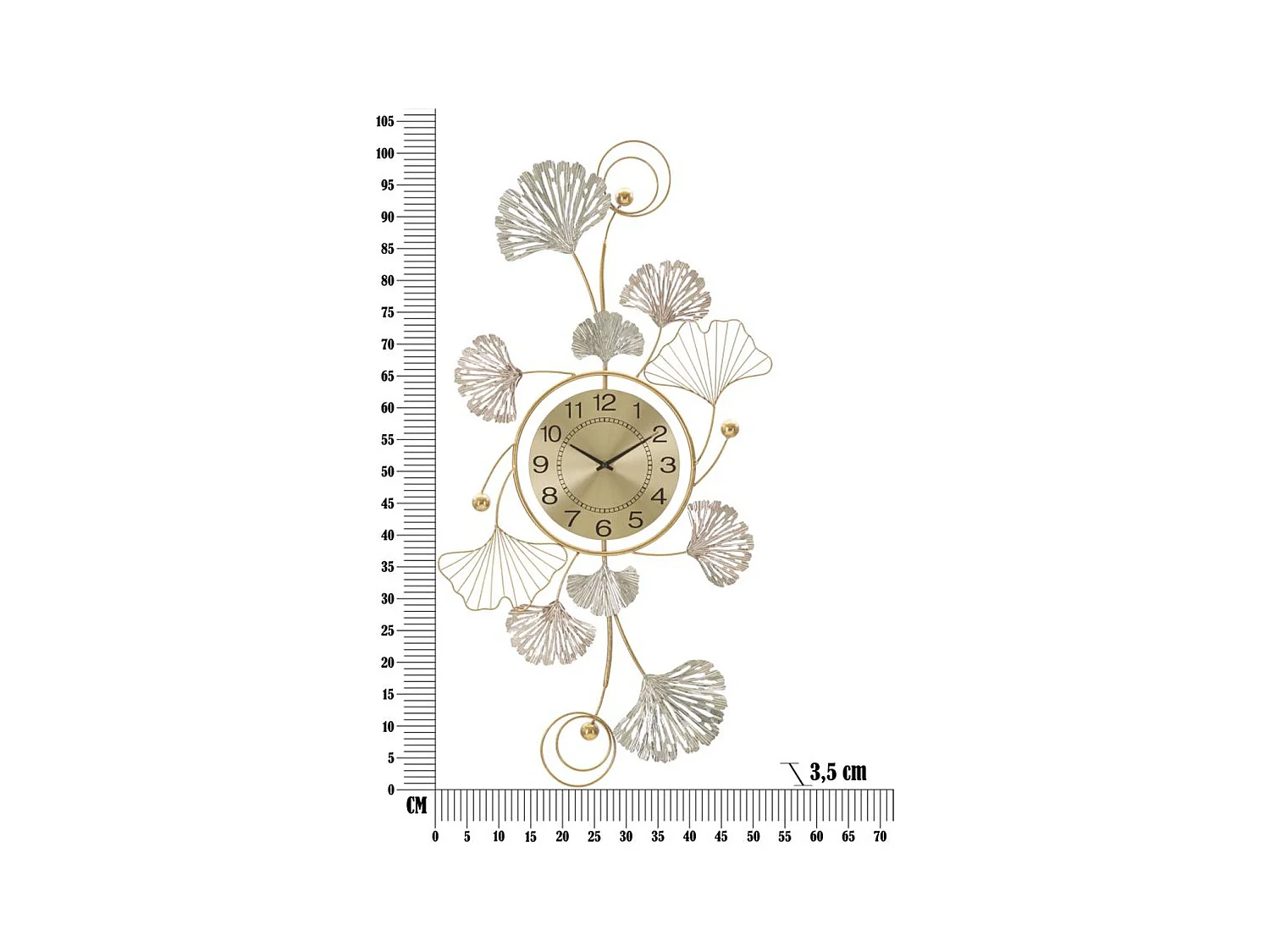 Décoration 3D en Métal Feuille 37, Multicouleur, 52,5x3,5x102 cm, Seven Design