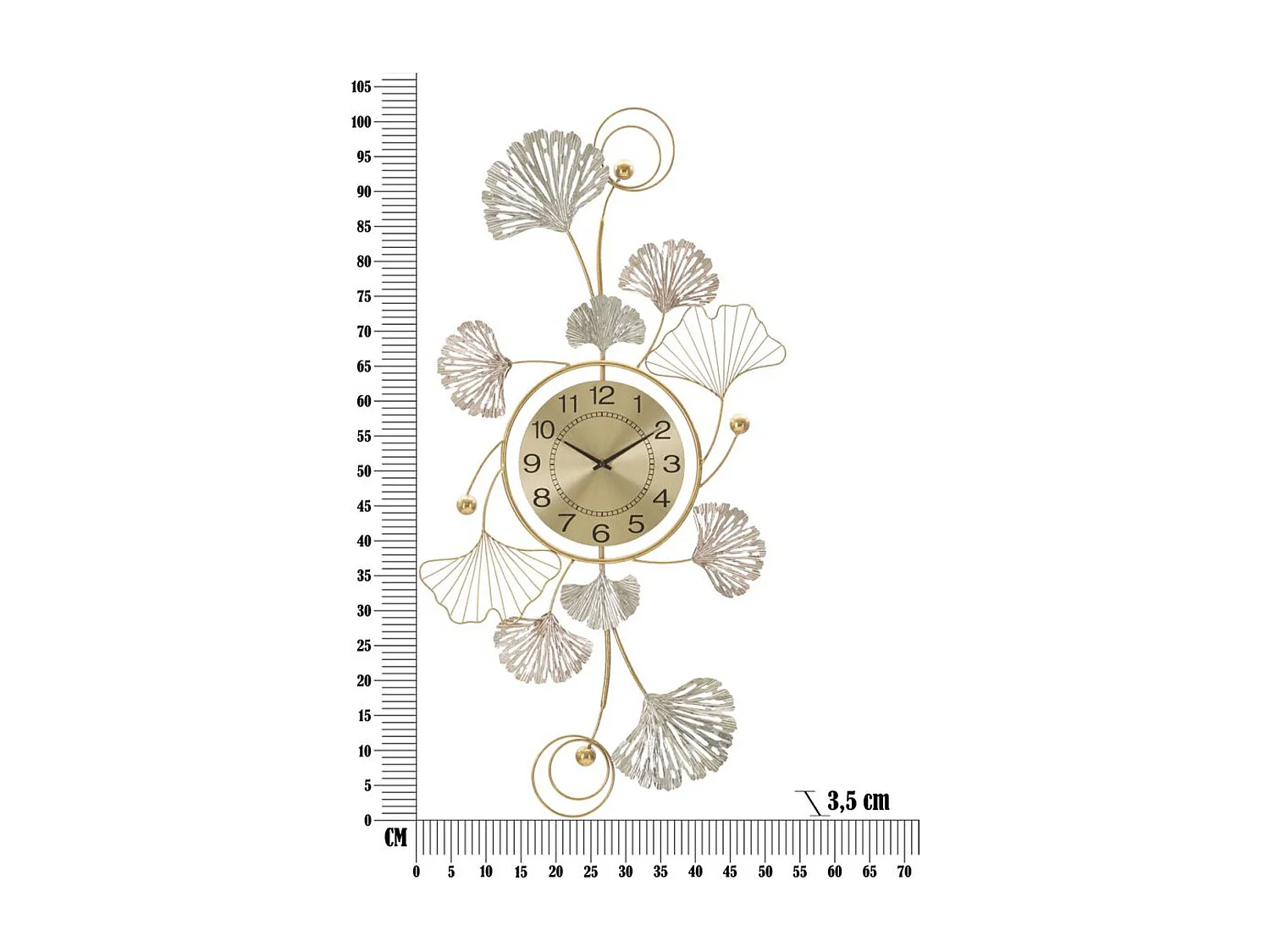 Décoration 3D en Métal Feuille 37, Multicouleur, 52,5x3,5x102 cm, Seven Design