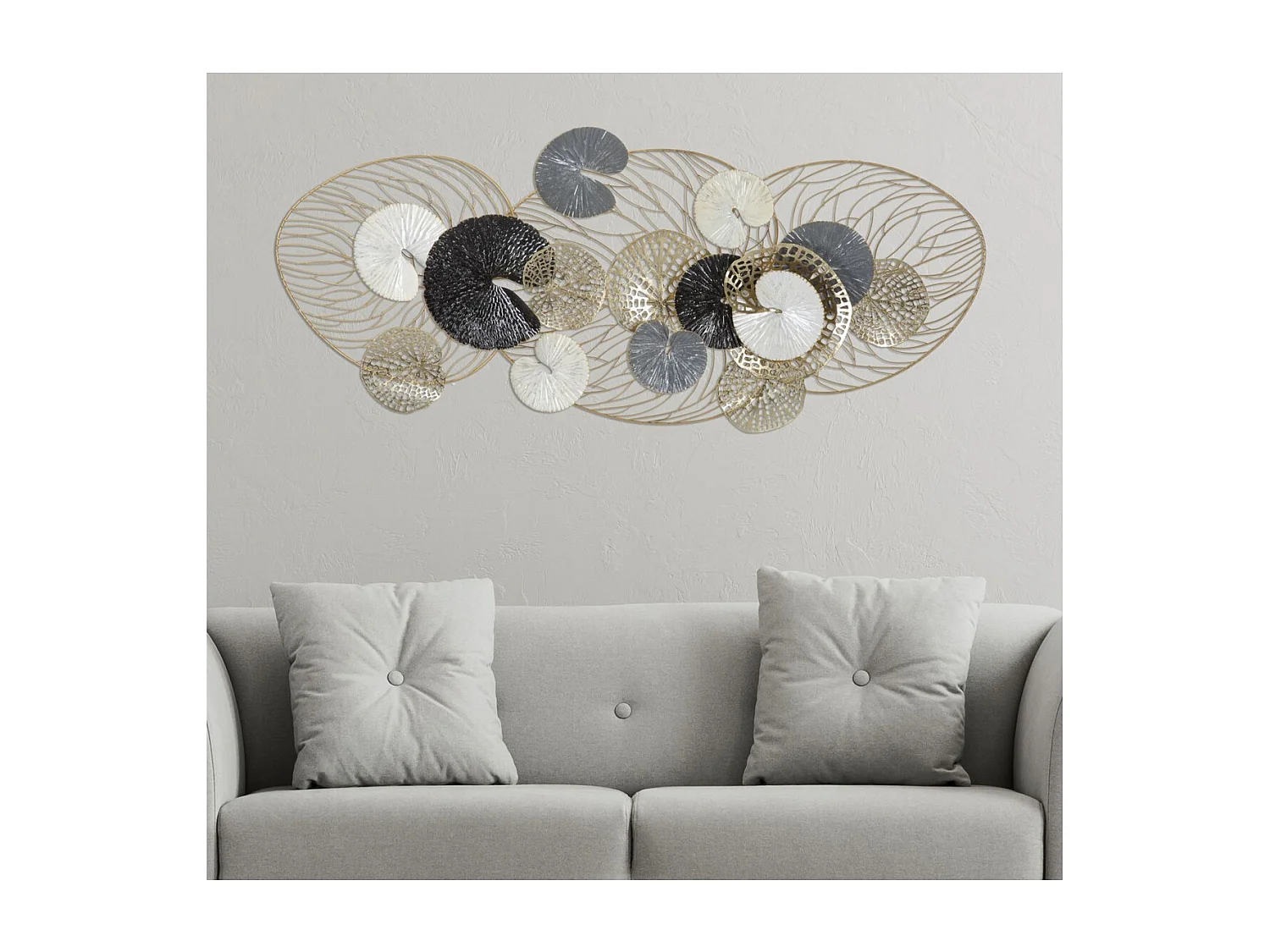 Décoration 3D en Métal Cercles, Multicouleur, 124,5x9,5x55 cm, Seven Design