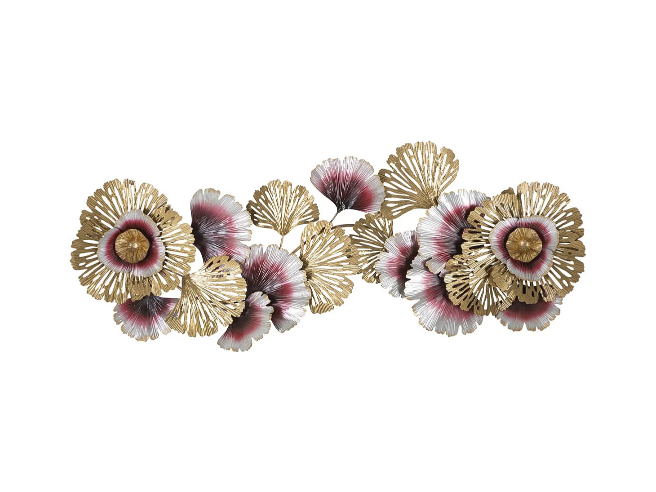 Décoration 3D en Métal Fleurs 15, Multicouleur, 130x5,5x54 cm, Epikasa