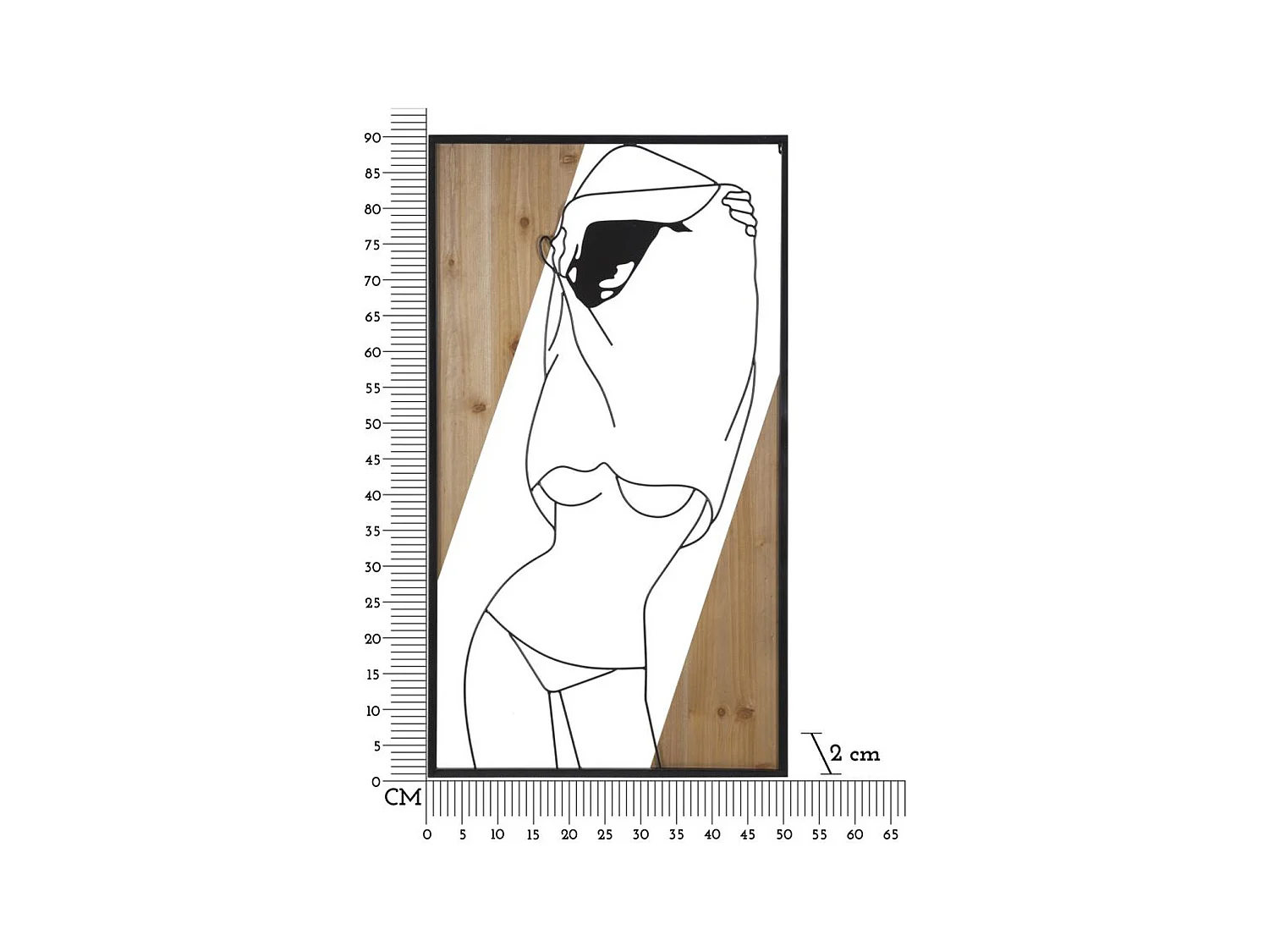 Dekoracja z Metalu i Drewna Ciała 9, Brązowy, 50x2x90 cm, Epikasa