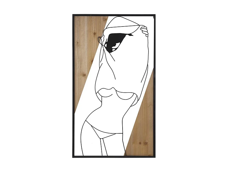 Dekoracja z Metalu i Drewna Ciała 9, Brązowy, 50x2x90 cm, Seven Design