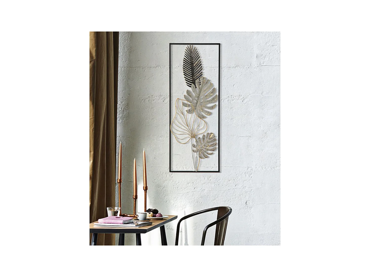 Décoration 3D en Métal Palme 3, Multicouleur, 28,5x3x74 cm, Seven Design