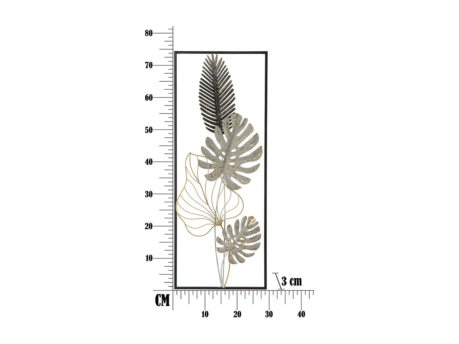 Metalowa Dekoracja 3D Palm 3, Wielokolorowy, 28,5x3x74 cm, Seven Design
