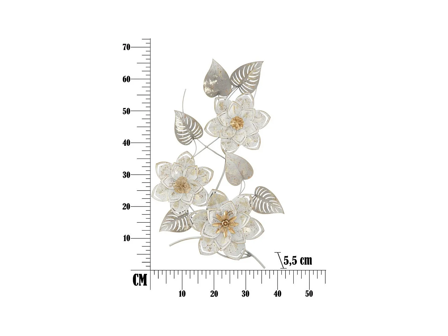 Decoração de Metal 3D Flores 34, Multicolorido, 39x5,5x67,5 cm, Epikasa