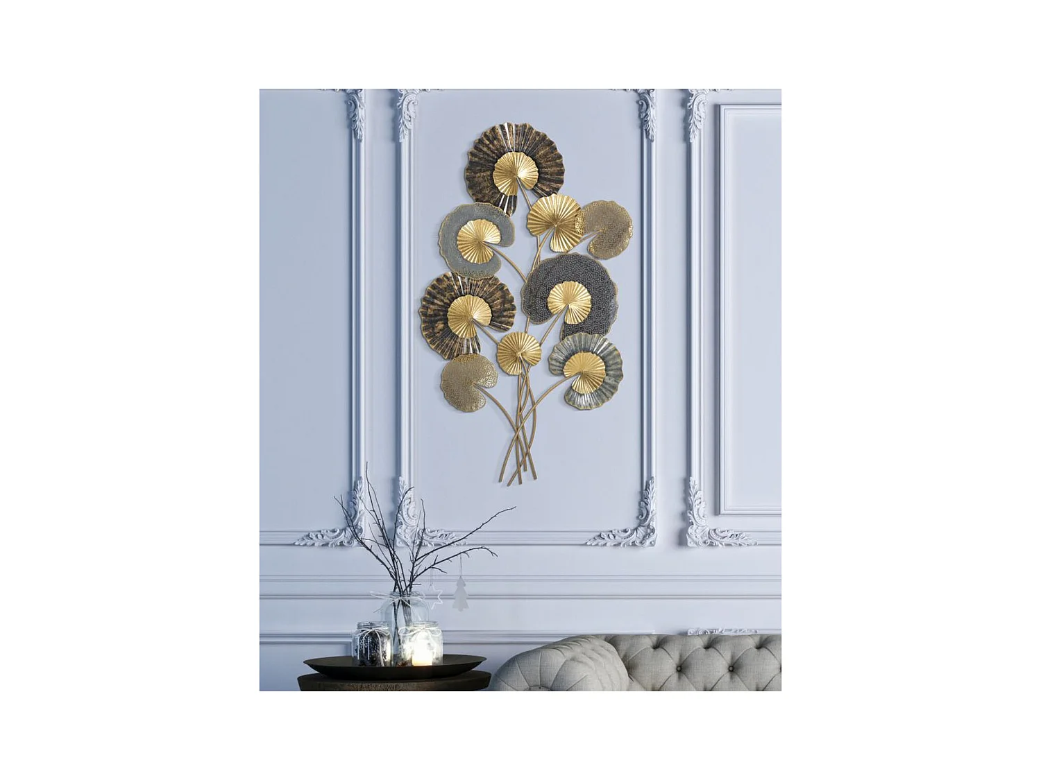 Metalowa Dekoracja 3D Liść 24, Wielokolorowy, 63,5x4x109,5 cm, Epikasa