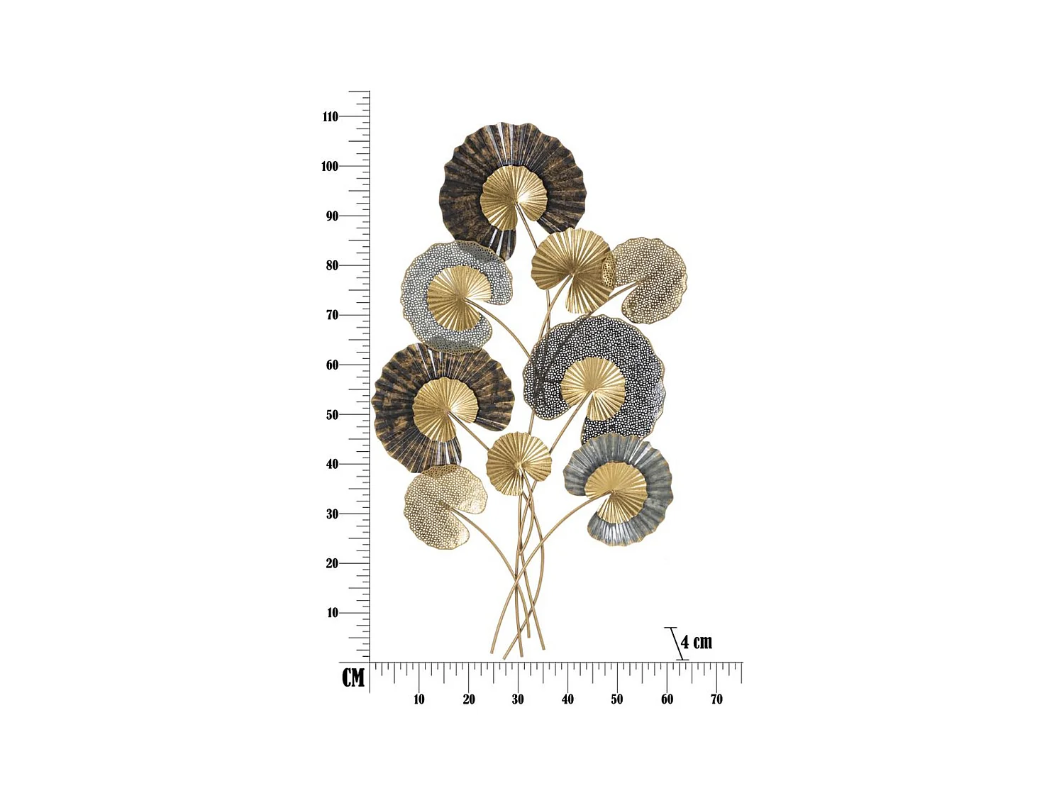 Metalowa Dekoracja 3D Liść 24, Wielokolorowy, 63,5x4x109,5 cm, Epikasa