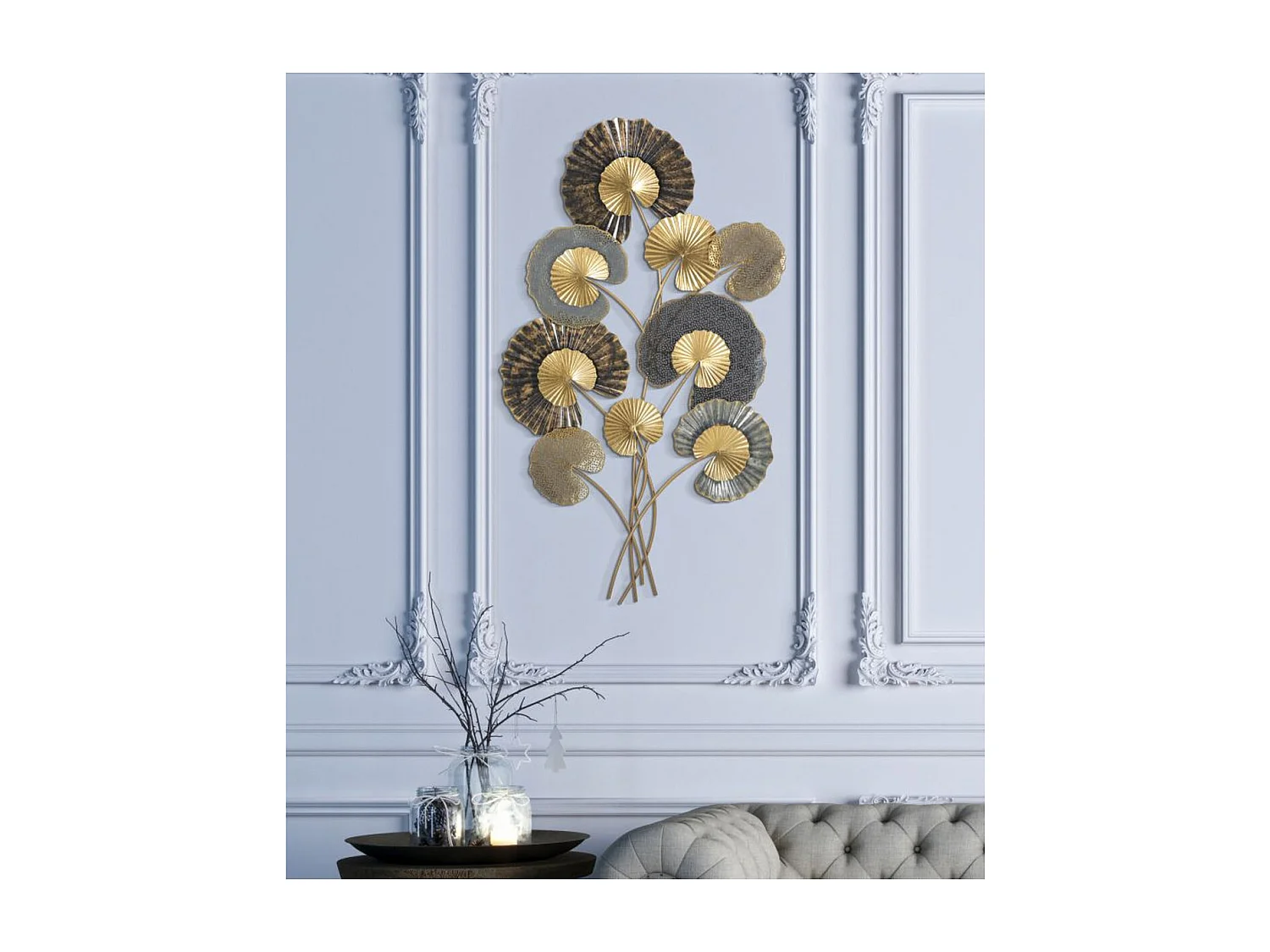 Décoration 3D en Métal Feuille 24, Multicouleur, 63,5x4x109,5 cm, Seven Design