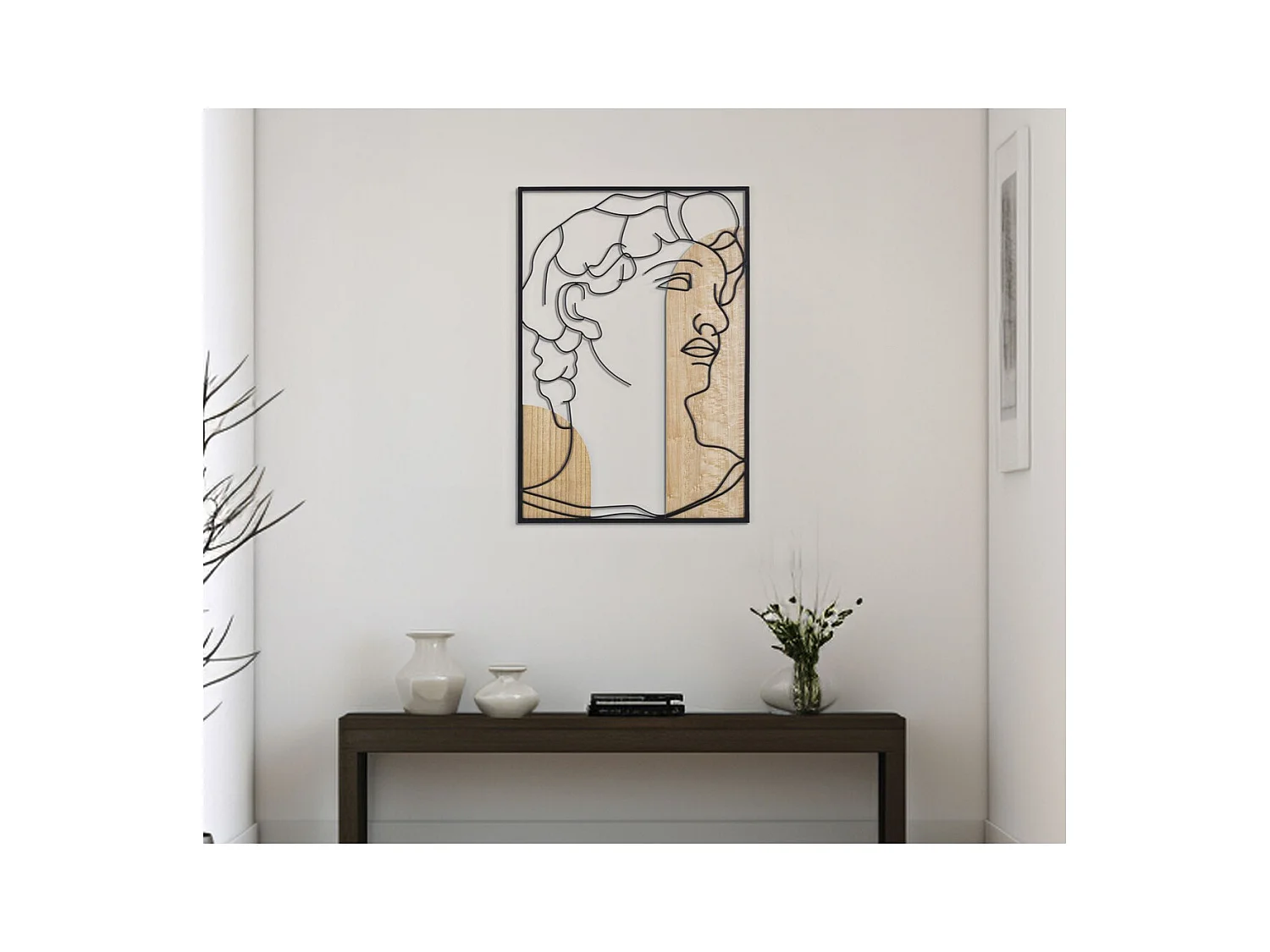 Dekoracja z Metalu i Drewna Twarz 8, Wielokolorowy, 55x2x80 cm, Epikasa