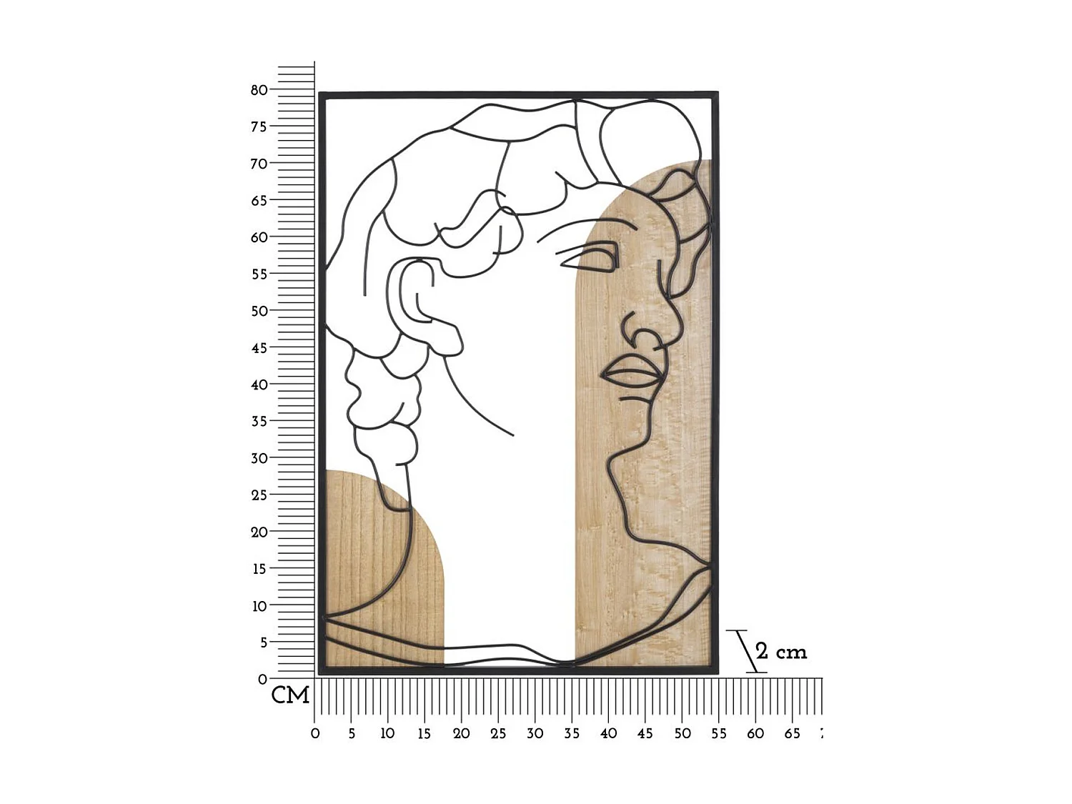 Decoración de Metal y Madera Cara 8, Multicolor, 55x2x80 cm, Seven Design