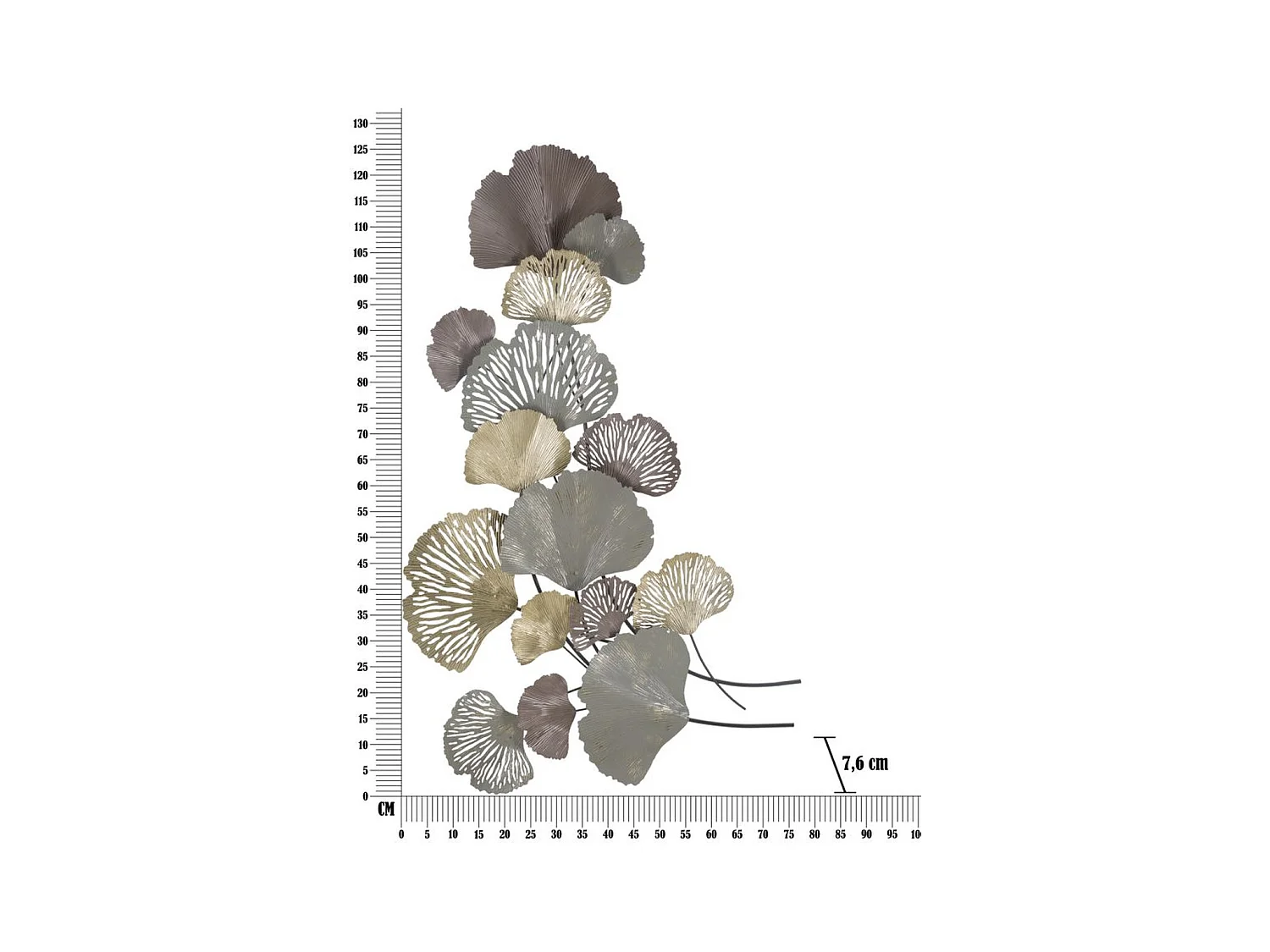 Decorazione in Metallo 3D Foglia 13, Multicolore, 76x7,6x126 cm, Epikasa
