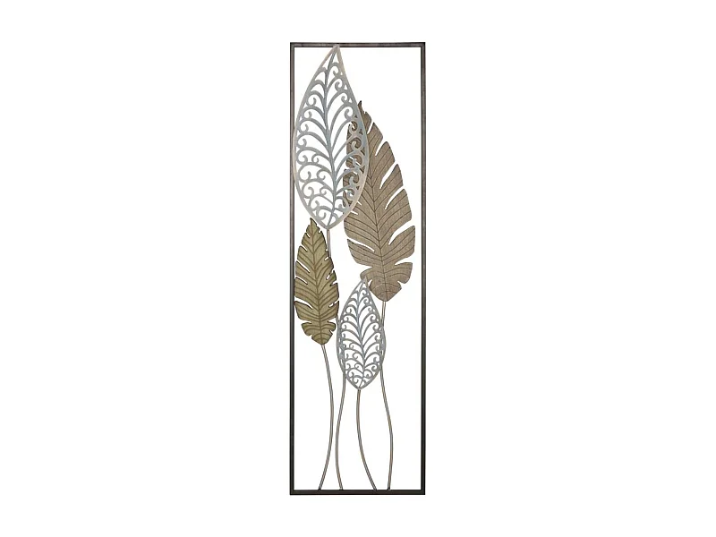 Decoração de Metal 3D Folha 52, Ouro, 30,5x2,5x99,5 cm, Epikasa