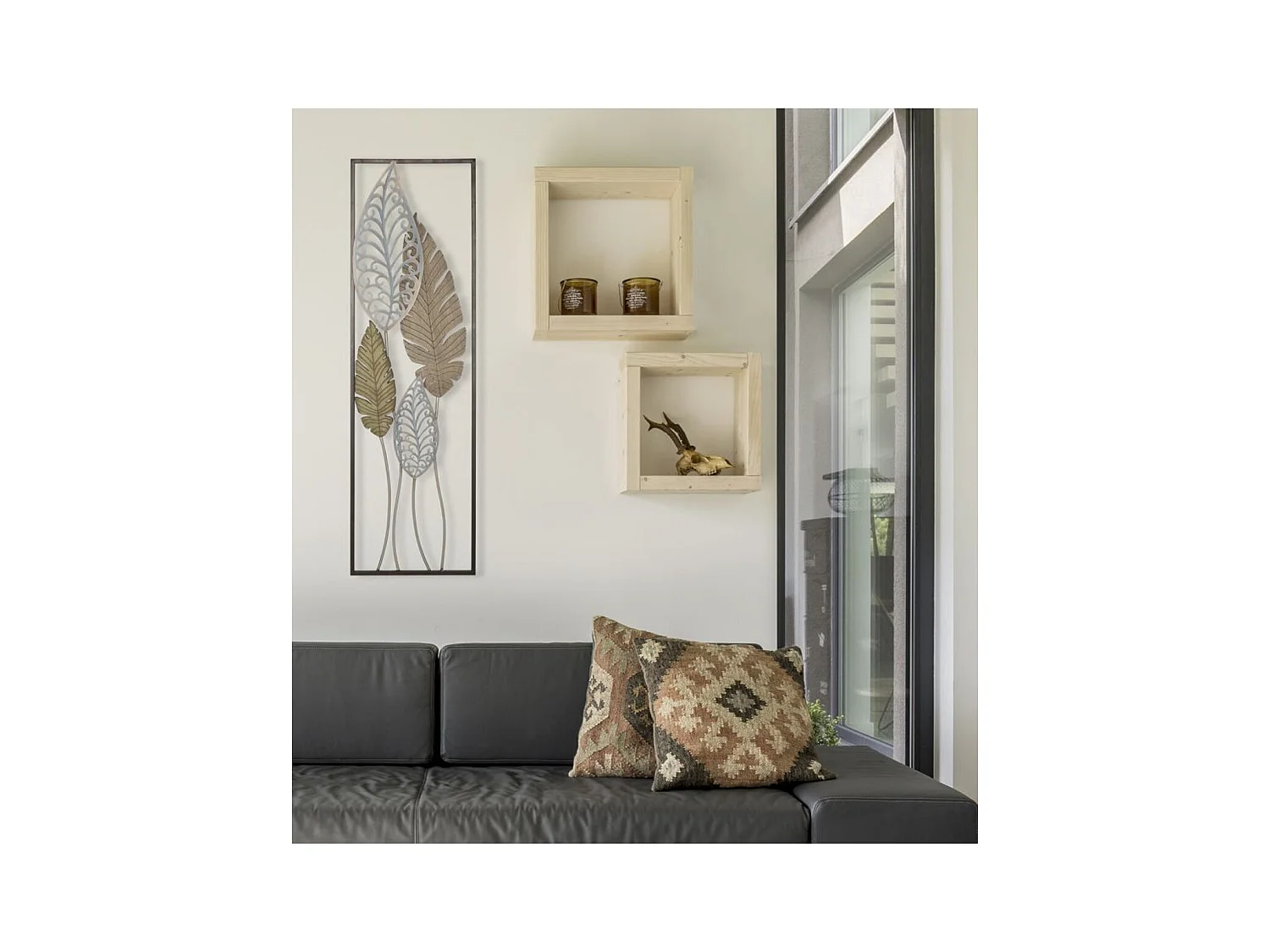 Decoração de Metal 3D Folha 52, Ouro, 30,5x2,5x99,5 cm, Epikasa