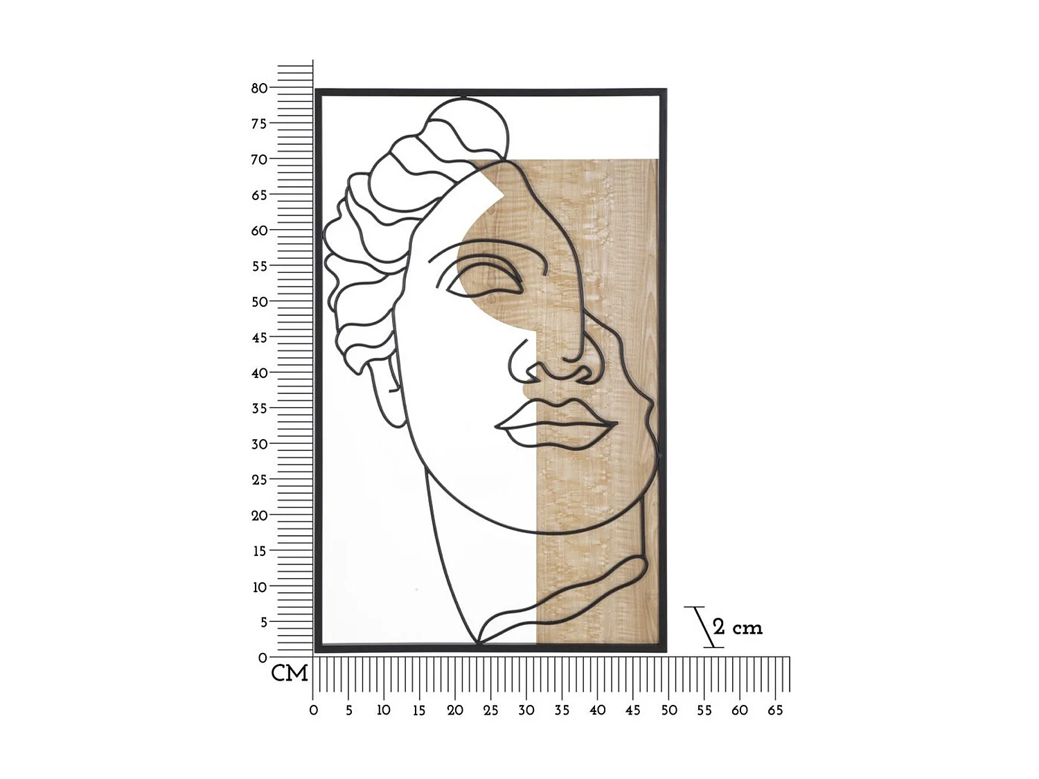 Dekoracja z Metalu i Drewna Twarz 7, Wielokolorowy, 50x2x80 cm, Epikasa