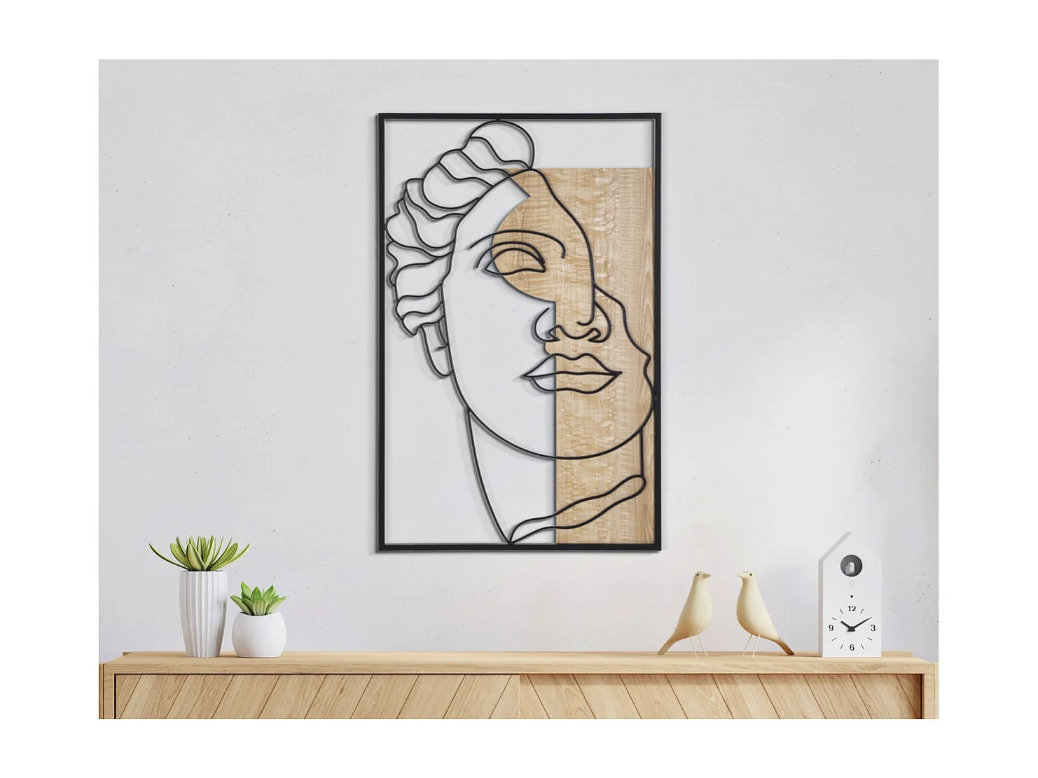 Decoración de Metal y Madera Cara 7, Multicolor, 50x2x80 cm, Seven Design