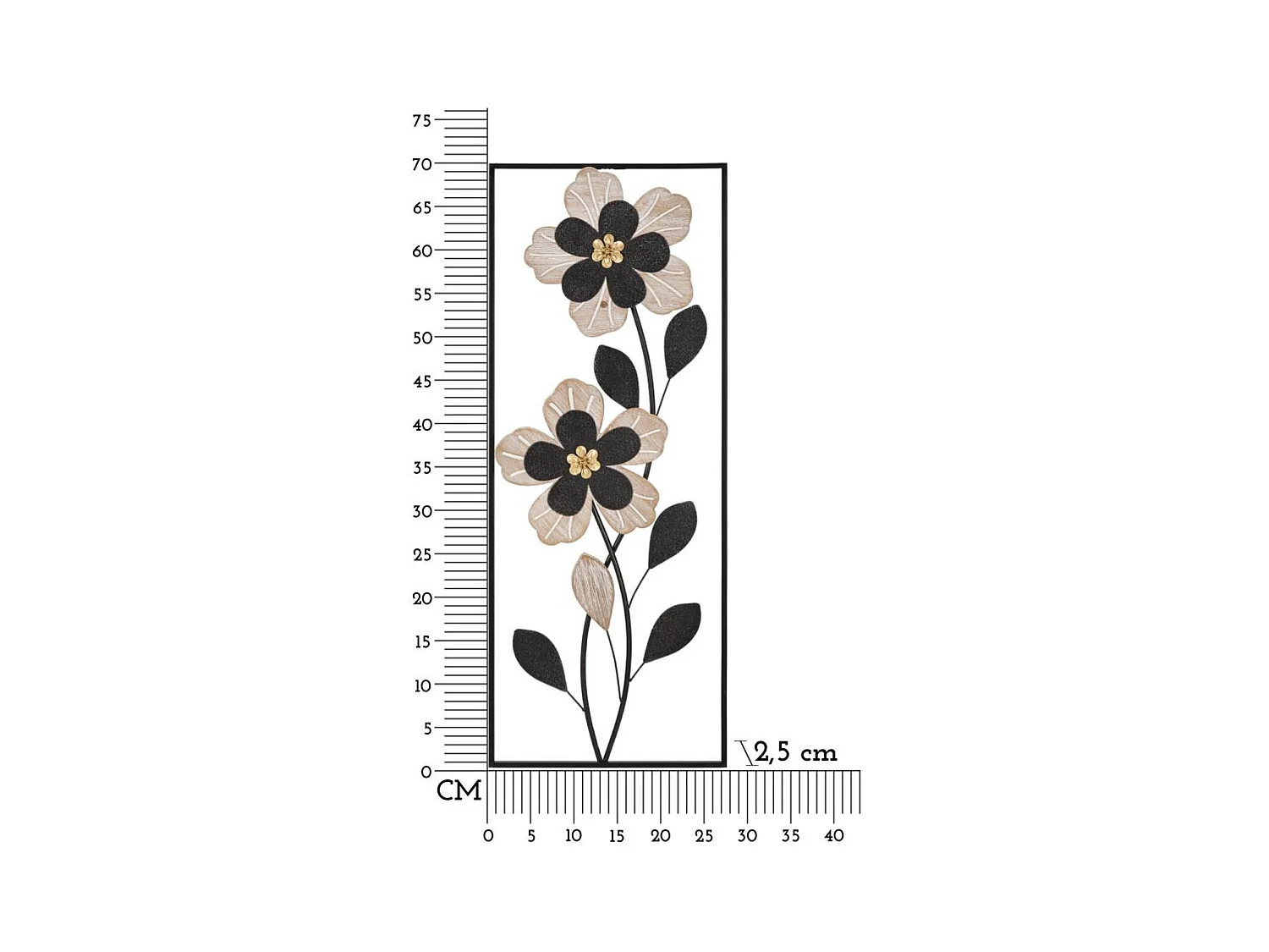 Metalowa Dekoracja 3D Kwiaty 50, Czarny, 27x2,5x70 cm, Epikasa
