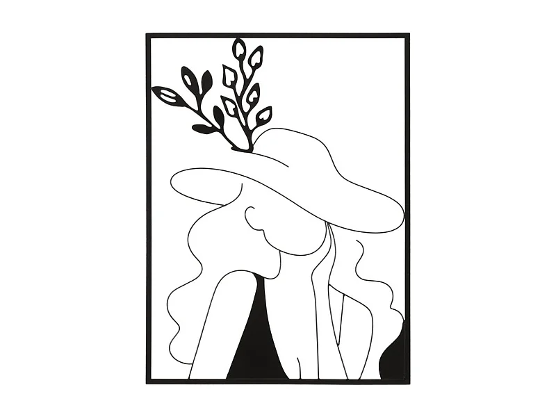 Metalen Decoratie Gezicht 3, Zwart, 60x1x80 cm, Epikasa