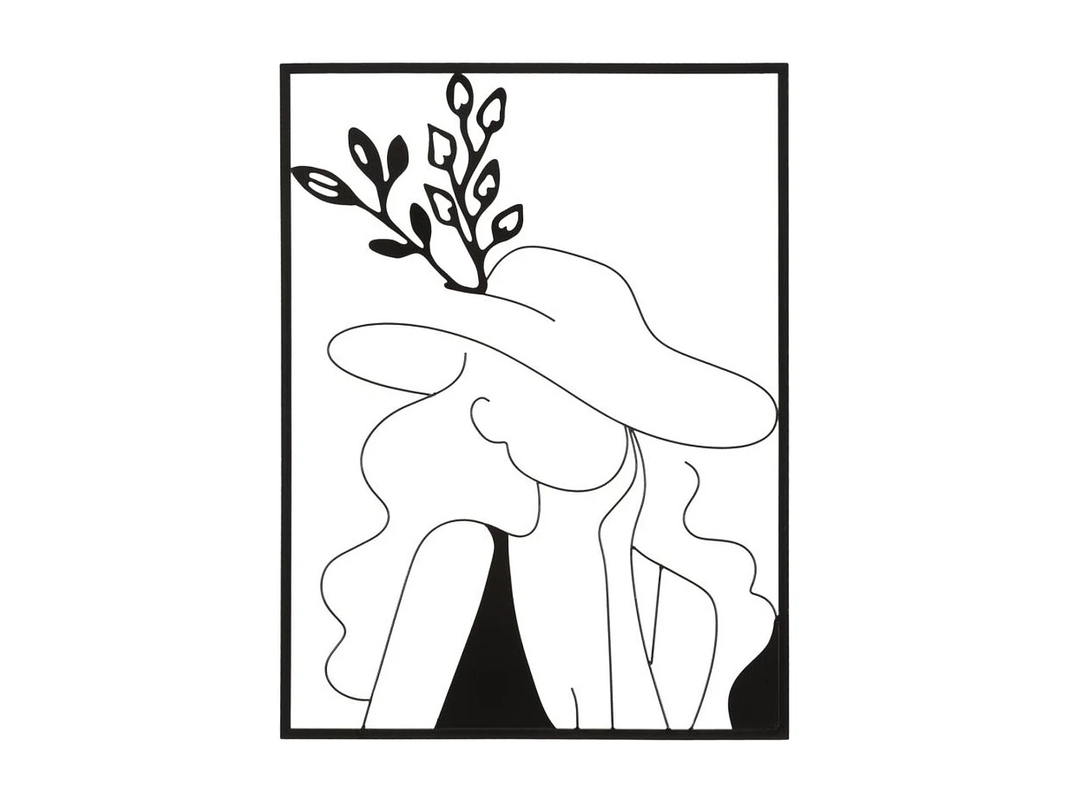 Decoração em Metal Rosto 3, Preto, 60x1x80 cm, Seven Design