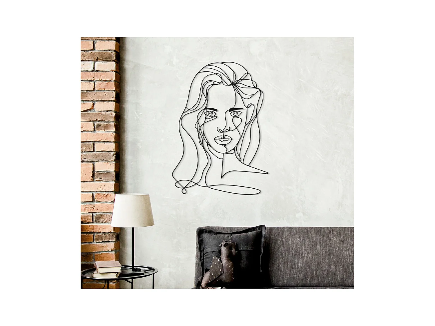 Dekoracja Metalowa Twarz 4, Czarny, 57,5x1,3x80 cm, Epikasa