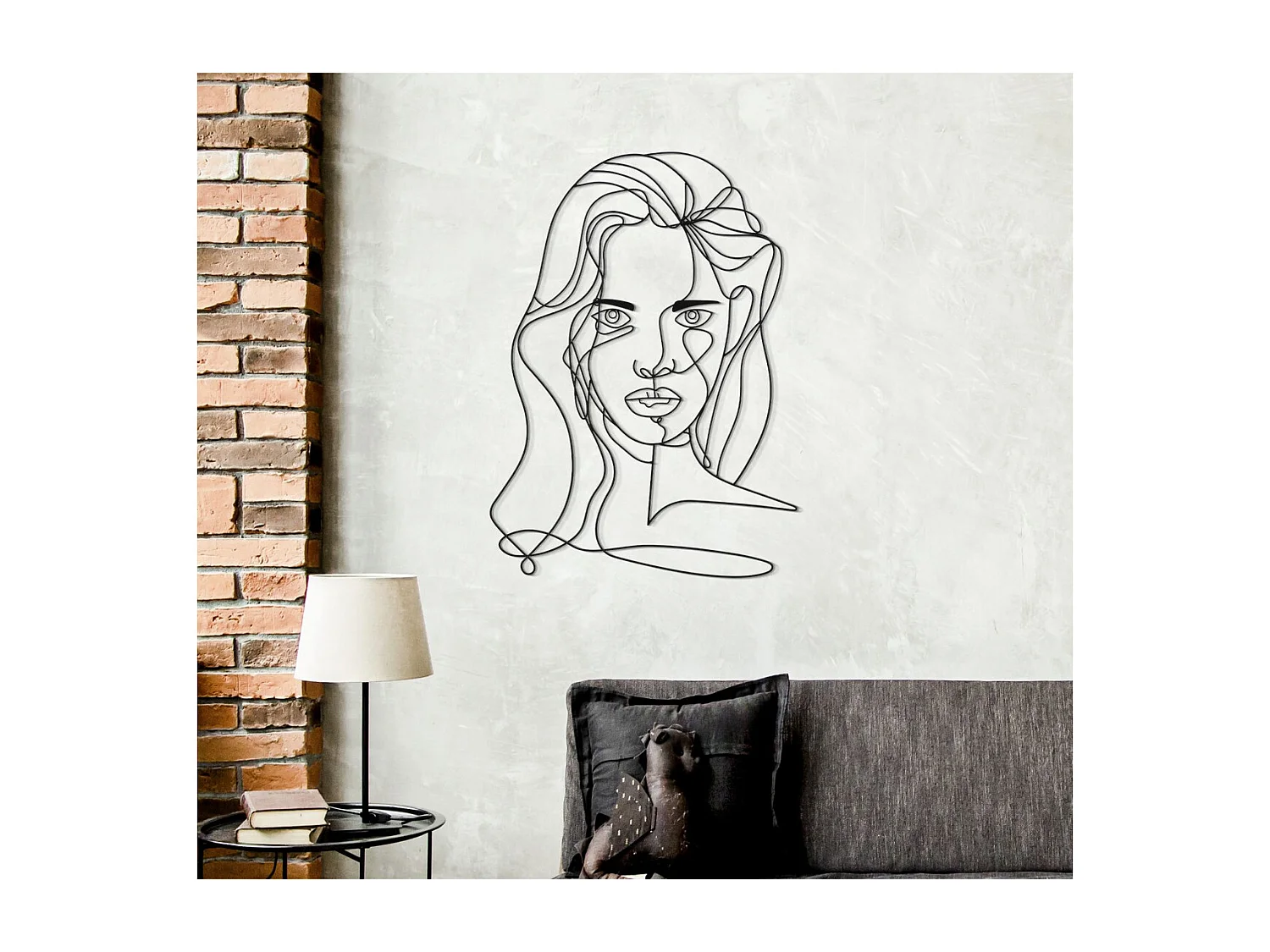 Décoration en Métal Visage 4, Noir, 57,5x1,3x80 cm, Seven Design