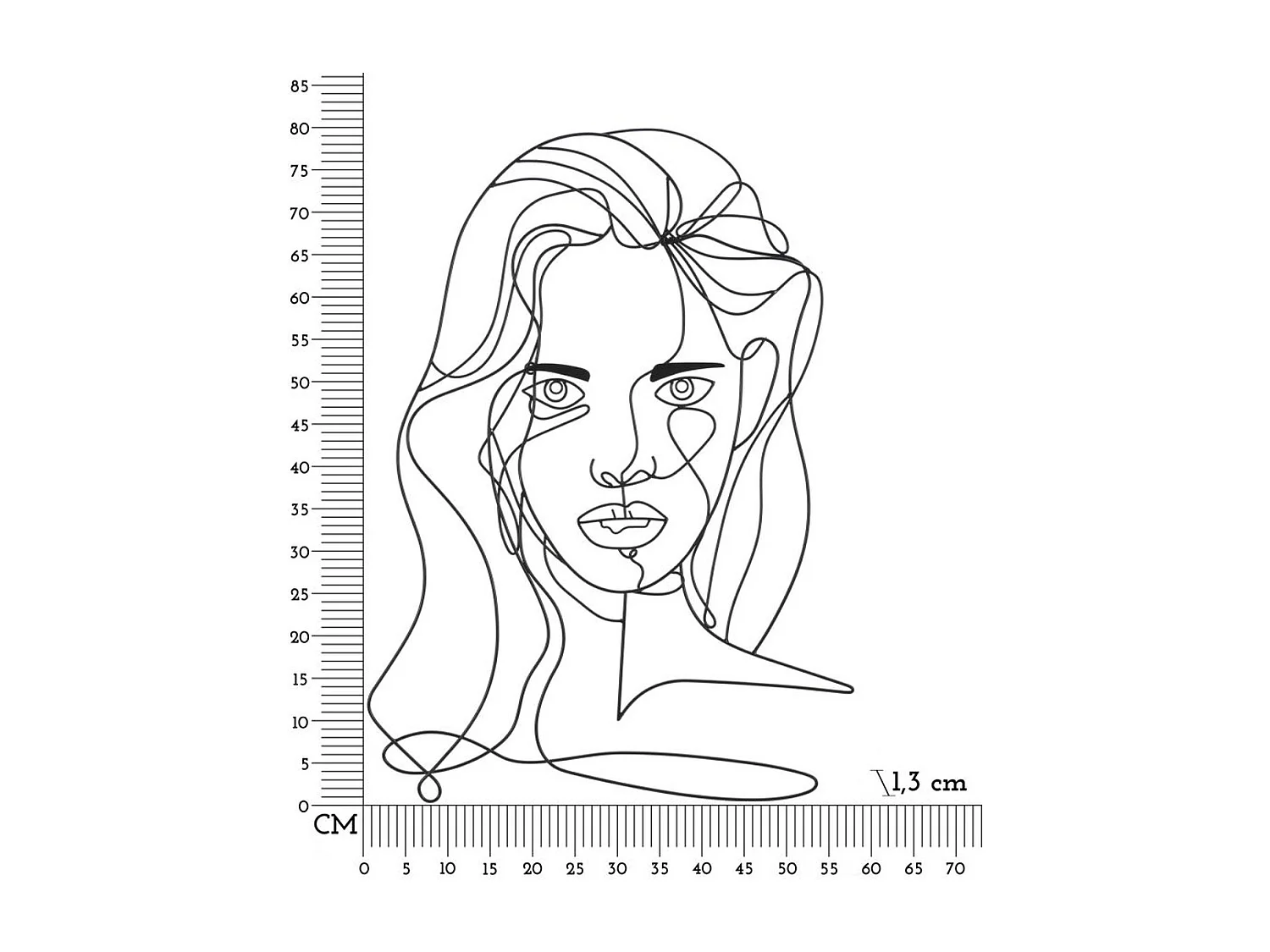 Décoration en Métal Visage 4, Noir, 57,5x1,3x80 cm, Seven Design