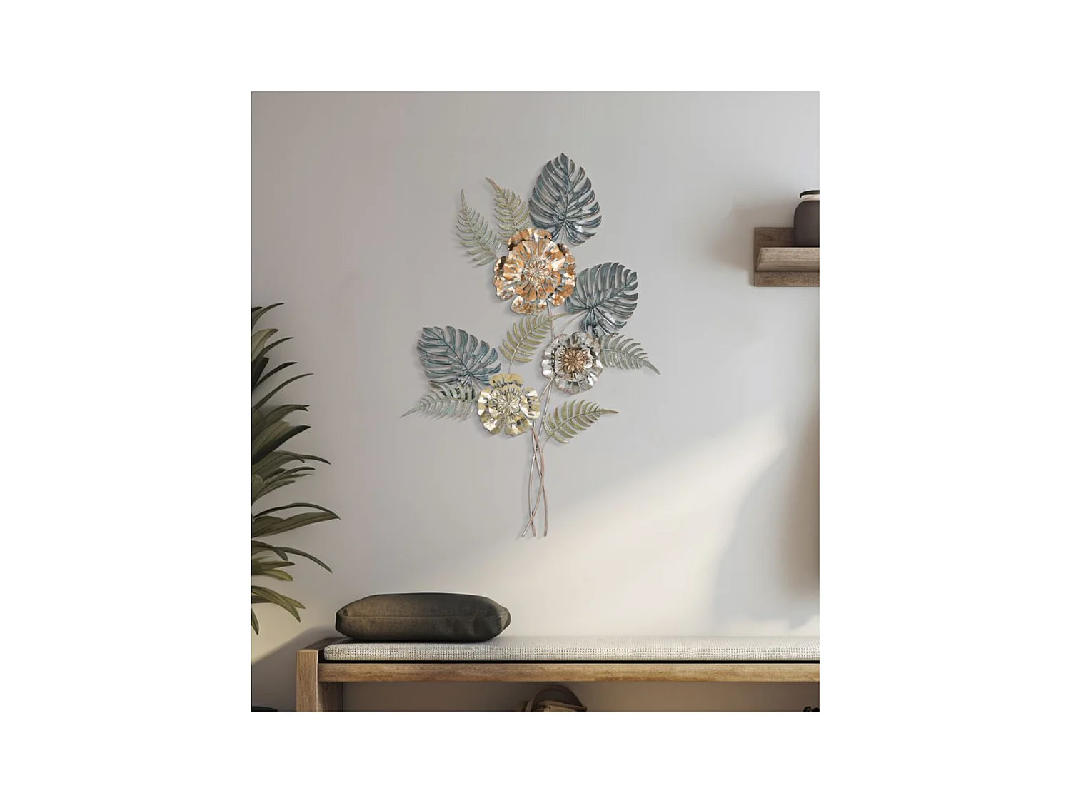 Metalowa Dekoracja 3D Liść 19, Wielokolorowy, 66x4x98 cm, Epikasa