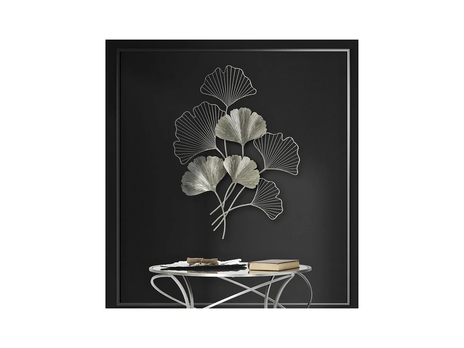 Metalowa Dekoracja 3D Liść 47, Srebrny, 62x4x86 cm, Epikasa