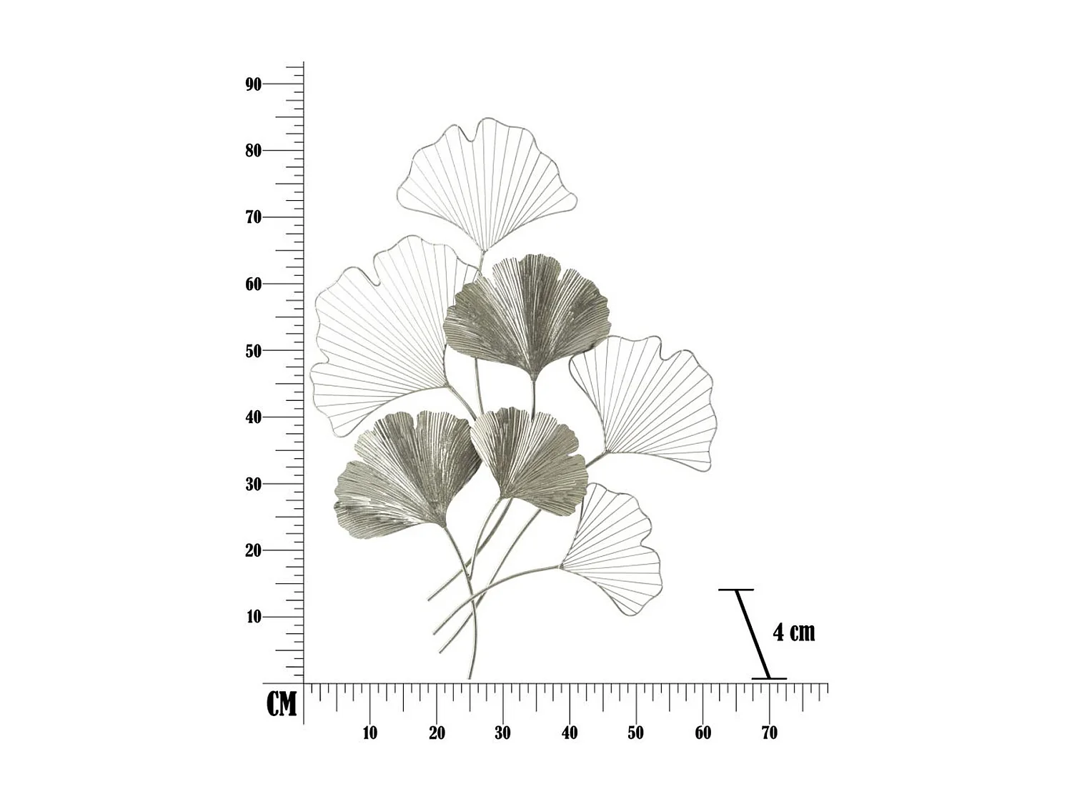 Metalowa Dekoracja 3D Liść 47, Srebrny, 62x4x86 cm, Epikasa