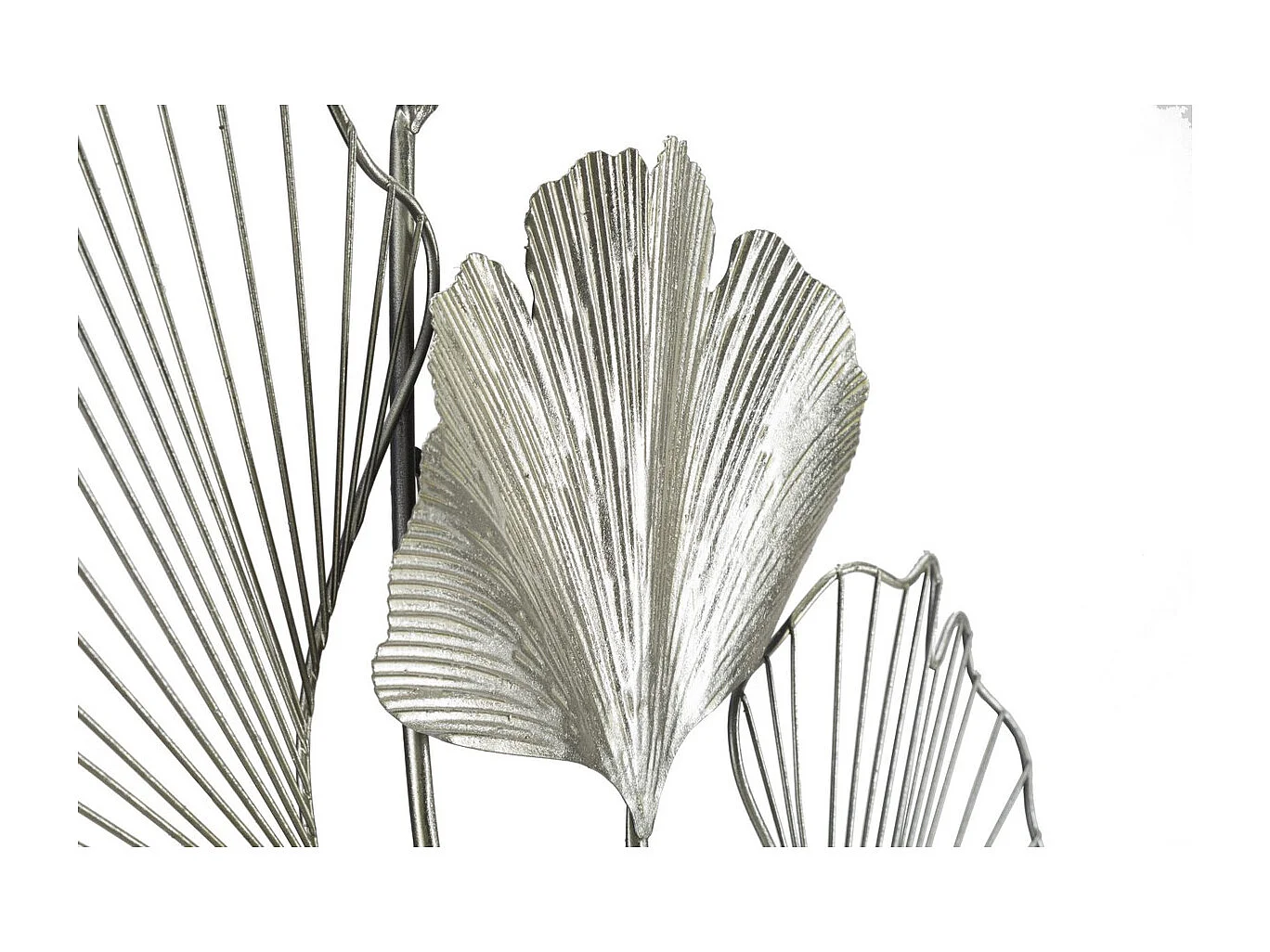 Décoration 3D en Métal Feuille 47, Argent, 62x4x86 cm, Seven Design