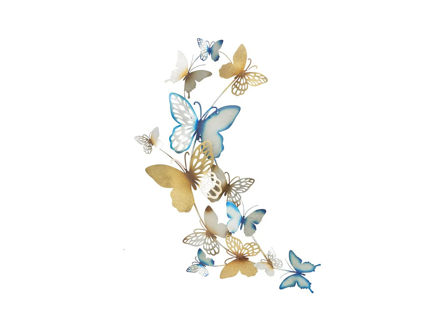 3D Metalen Decoratie Vlinder 12, Veelkleurig, 59,5x4x115 cm, Epikasa