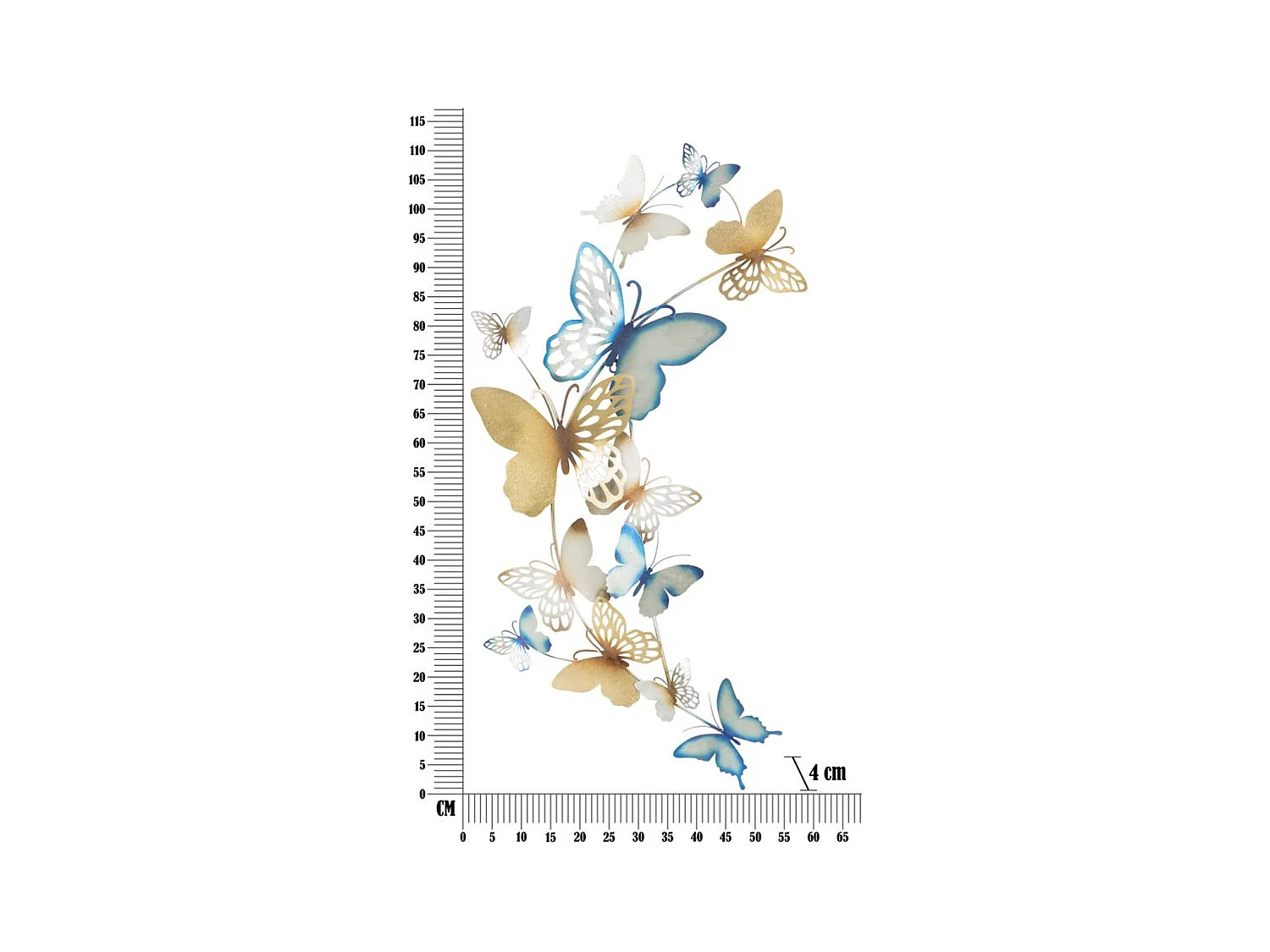 3D Metalen Decoratie Vlinder 12, Veelkleurig, 59,5x4x115 cm, Epikasa