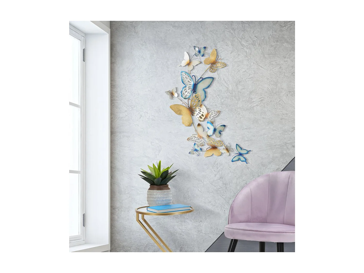 Metalowa Dekoracja 3D Motyl 12, Wielokolorowy, 59,5x4x115 cm, Seven Design