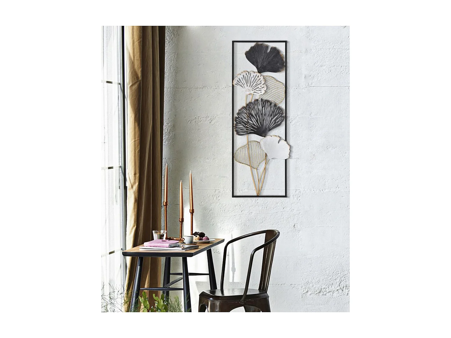 Décoration 3D en Métal Feuille 35, Multicouleur, 31x3,5x90 cm, Seven Design