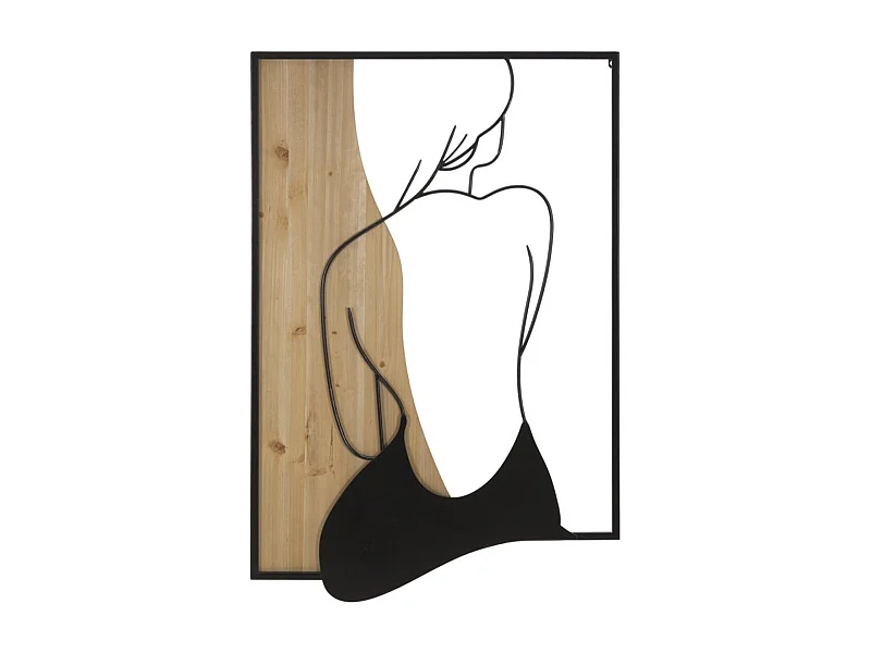 Decoração em Metal e Madeira Mulher, Castanho, 60x2x90 cm, Epikasa