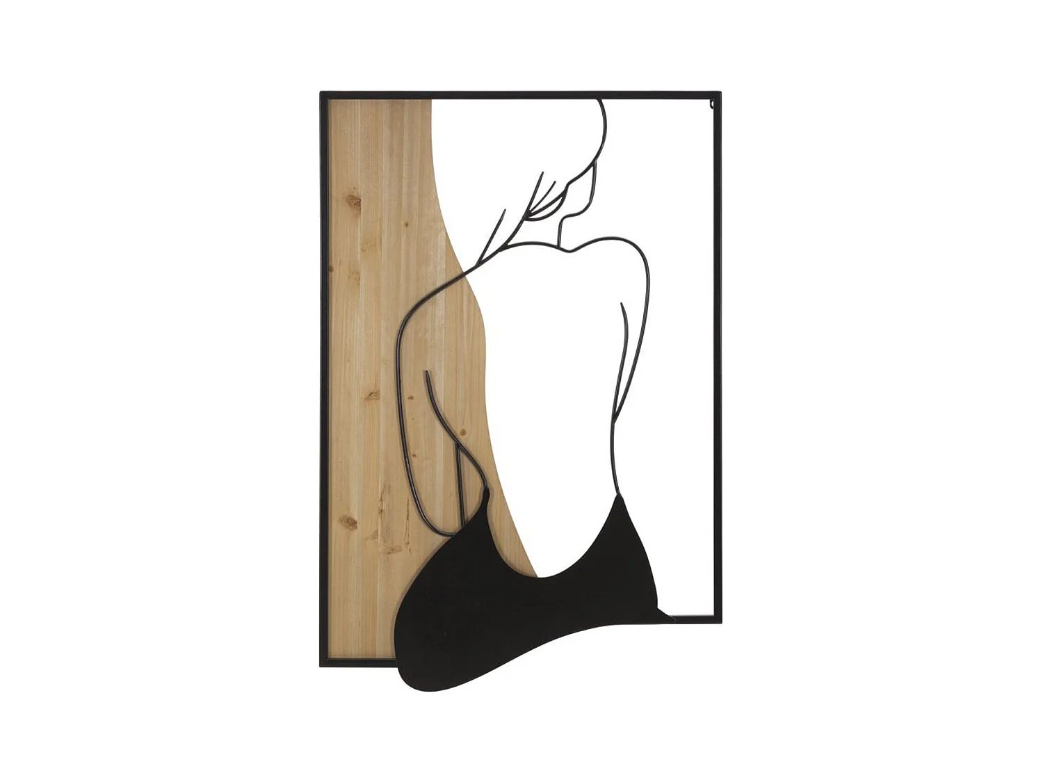 Decoração em Metal e Madeira Mulher, Castanho, 60x2x90 cm, Epikasa