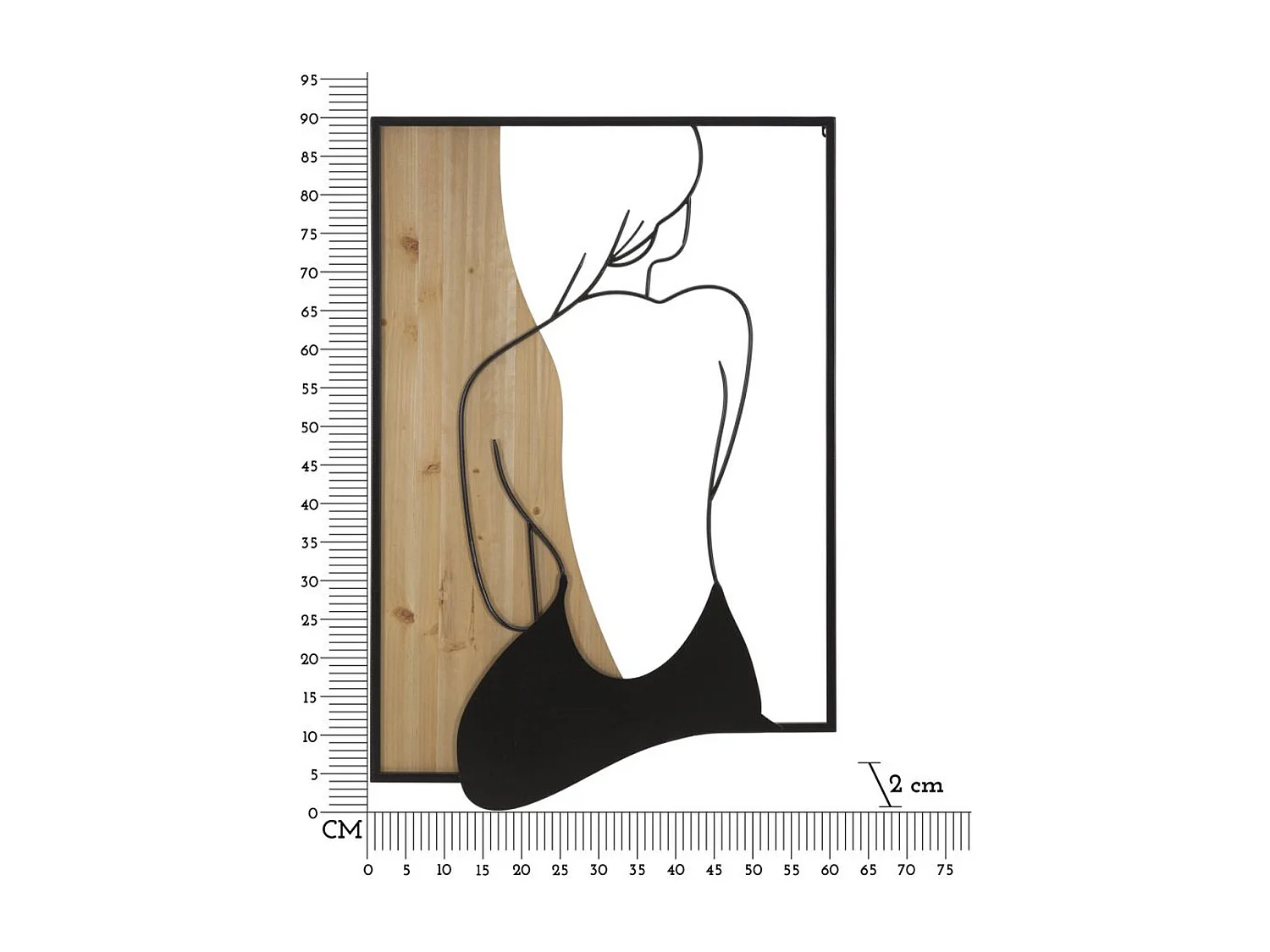 Decoração em Metal e Madeira Mulher, Castanho, 60x2x90 cm, Epikasa